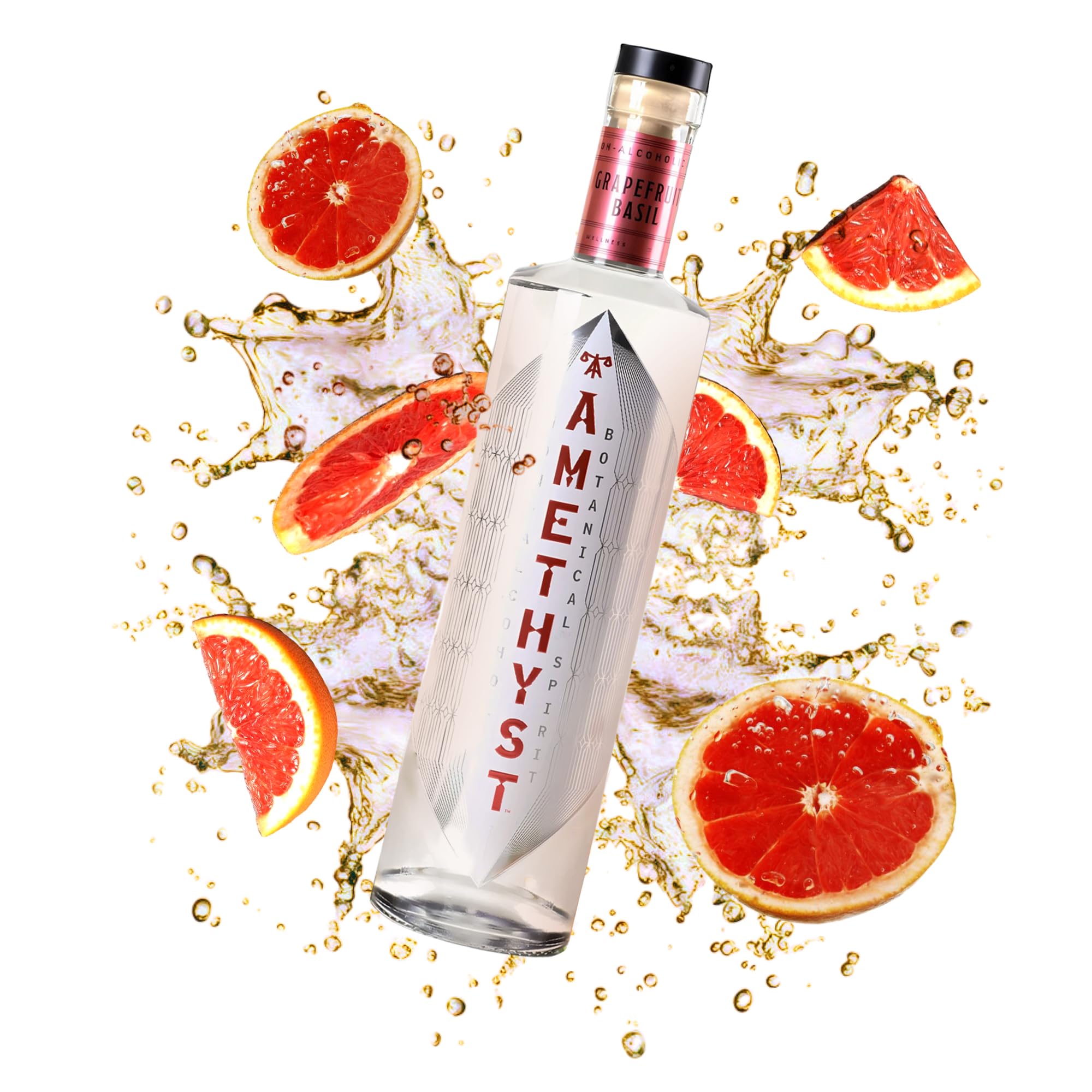 Amethyst Non Alcoholic Spirits, Grapefruit Basil Flavor, Ideal Base for Non Alcoholic Drinks, Gluten-Free Cocktail Alternative, 0 Sugar, 750 ml