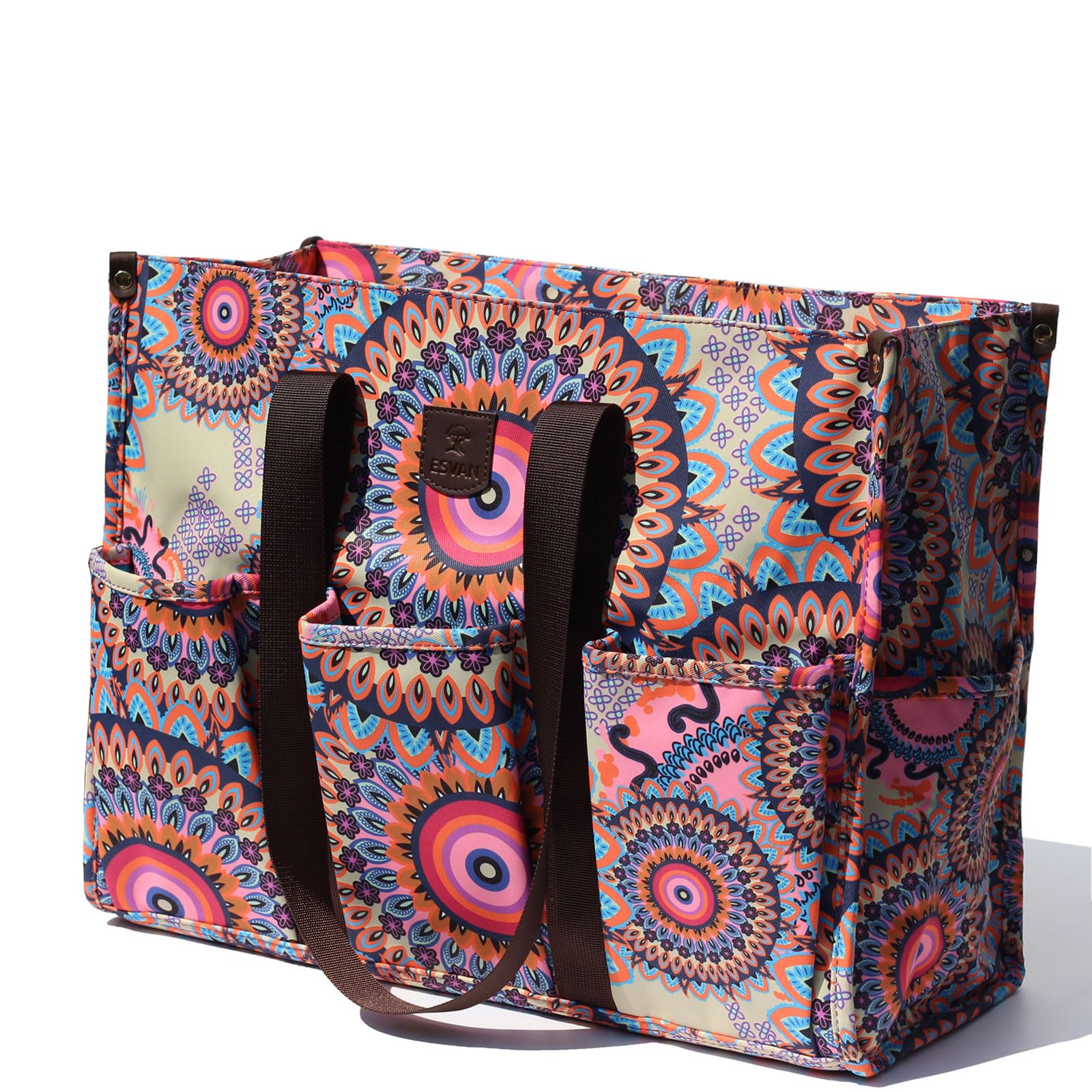 ESVAN Utility Tote Bag with Zip Top Waterproof Teacher Tote Bag for Teacher Work Women Beach