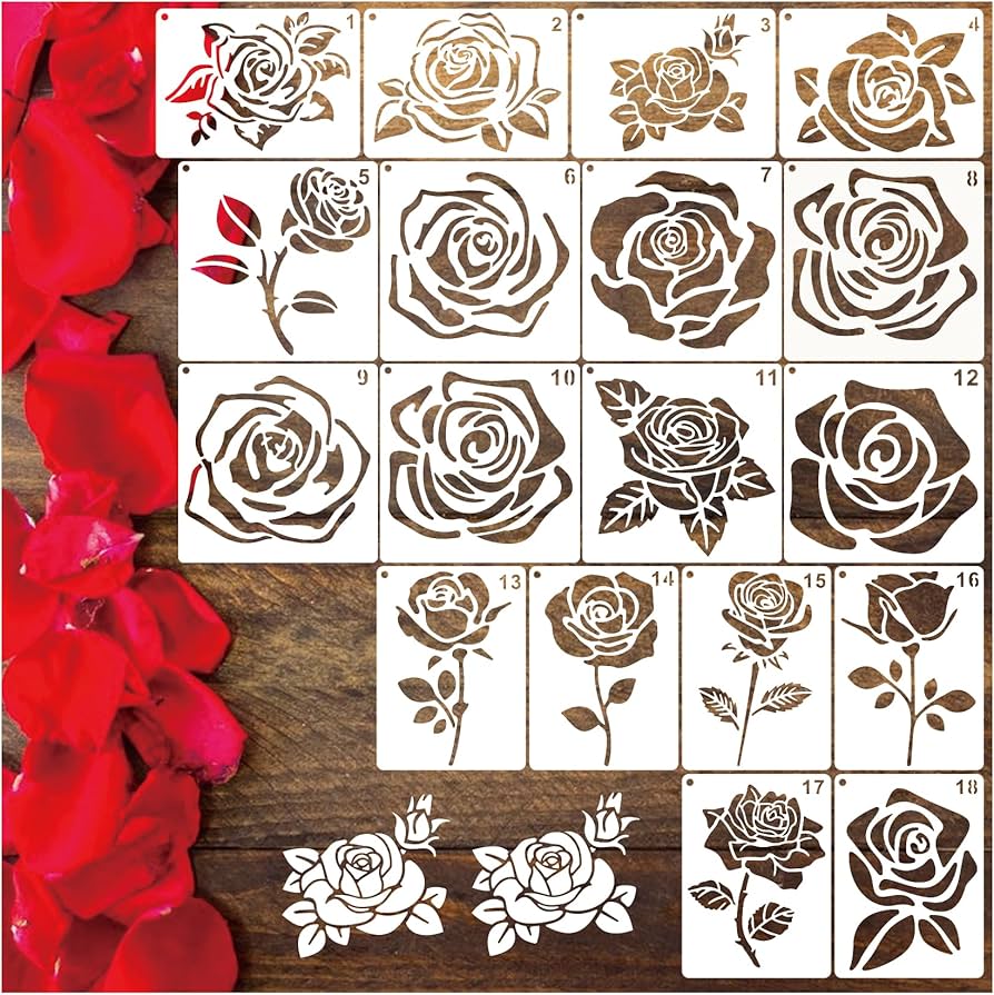 amazon-com-rose-stencils-for-painting-small-rose-floral-template-flower-paint-stencils-for-painting-on-wood-burning-art-craft-canvas-furniture-wall-18-rose-arts-crafts-sewing