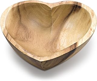 AeraVida Love of Nature Carved Heart Shaped Tamarind Tree Wooden Bowl | Tamarind Wood Kitchen Decor | Heart Shaped Bowl