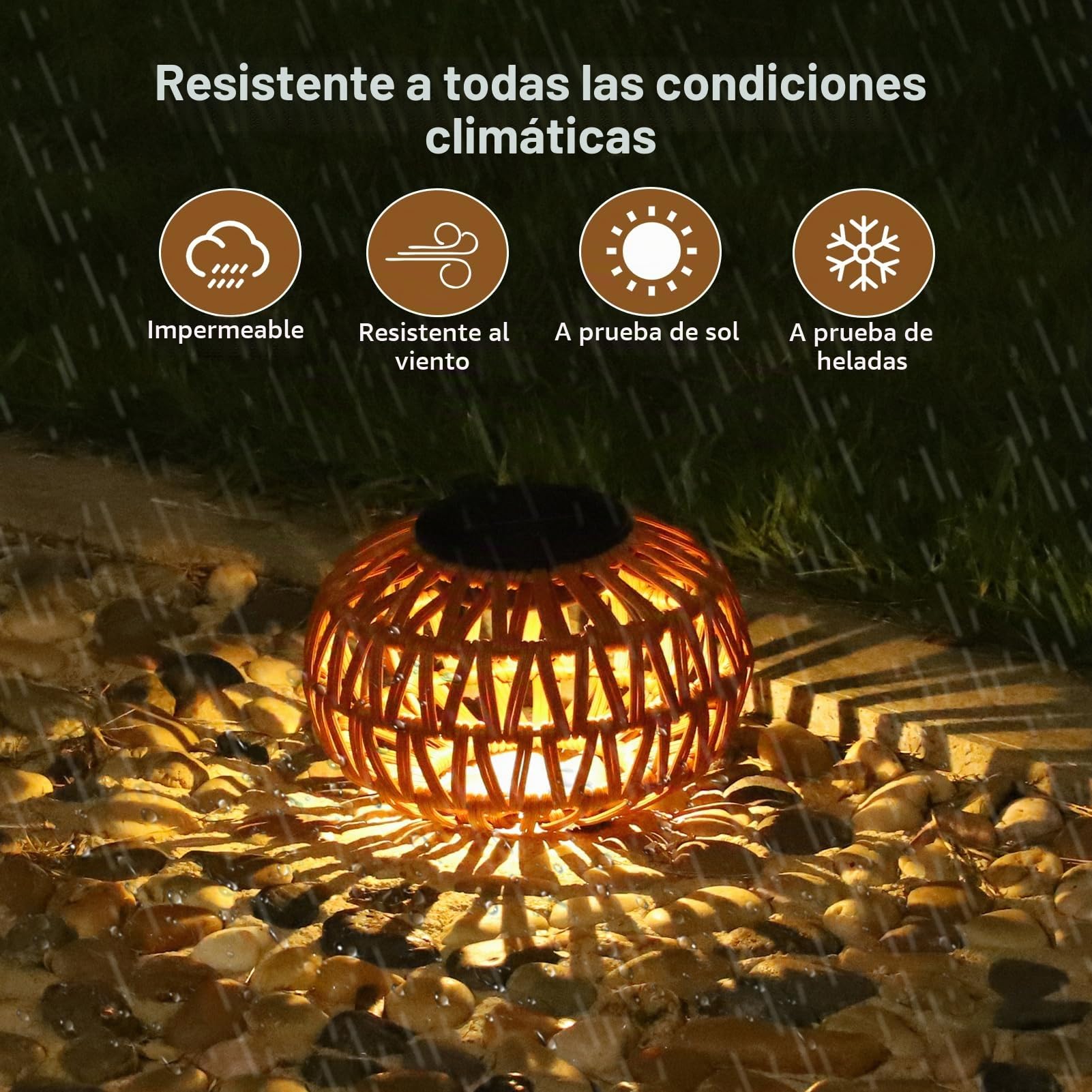 Rayofly Lámparas Solares para Exteriores Resistentes a la Intemperie, 2 Piezas Luces Solares de Ratán para Exteriores, Lámpara de Mesa Boho para Exteriores, Decoración de Jardín Regalo, Luz Solar LED