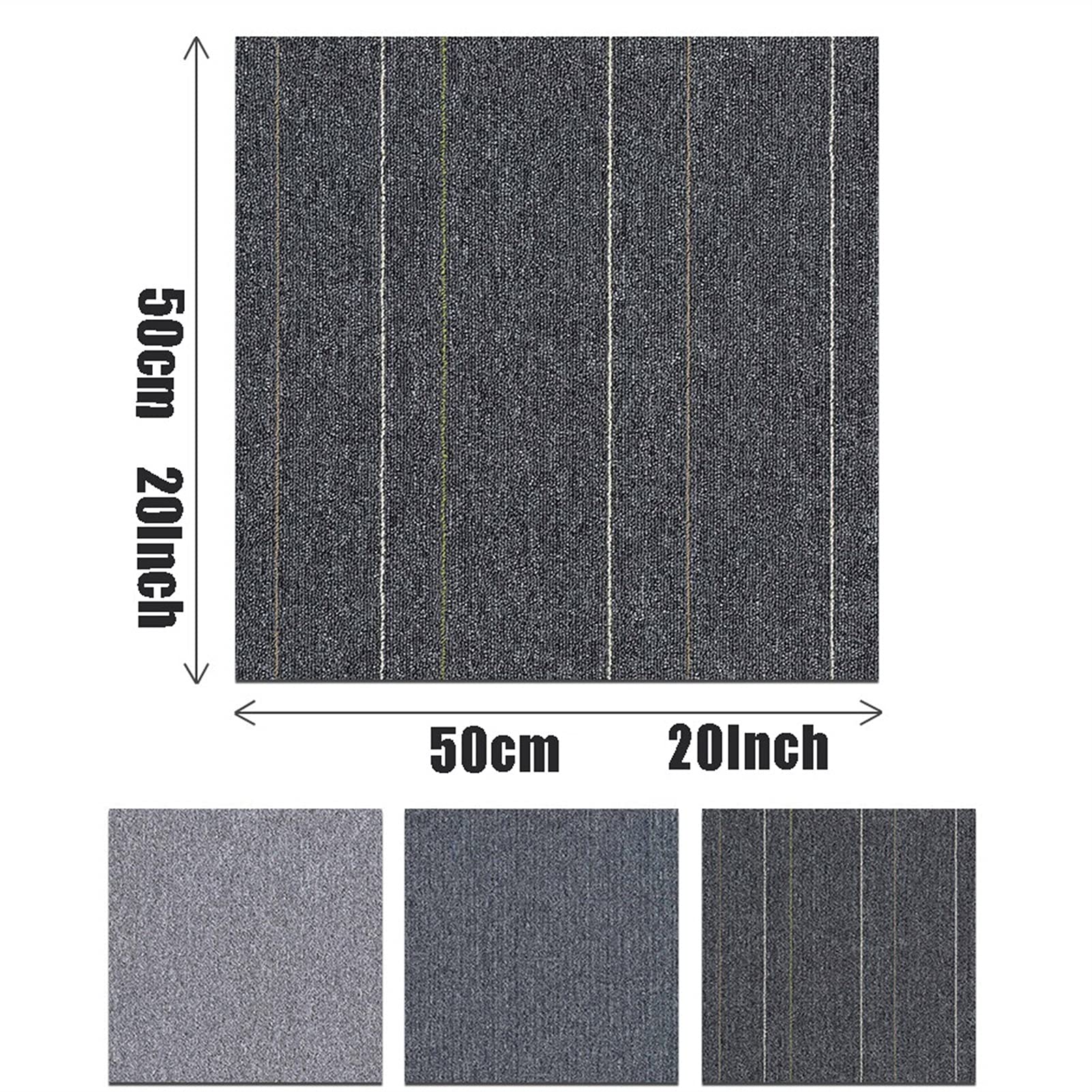 Dalle de Moquette 50 x 50cm Ultra-Résistant - Dalle Moquette Intérieur avec Patch Adhésif - pour Tous Les Domaines de la Maison, du Bureau, de la Chambre à Coucher - Antidérapantes