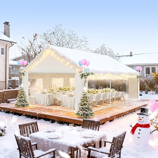 COBIZI 20x16 Party Tent Heavy Duty, Carpa para Fiestas with Removable Sidewalls & Built-in Sandbags, Wedding Tent, Easy to Set up, UV 50+, Waterproof