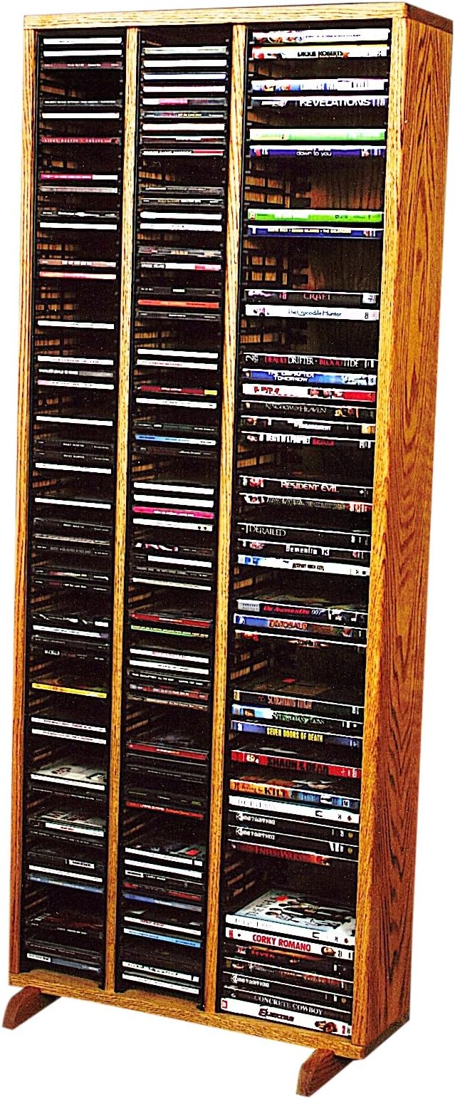 Wood Shed Hill 12 Series CD Storage Cabine, Real Oak Wood Media & Display Shelves, Handcrafted in The USA