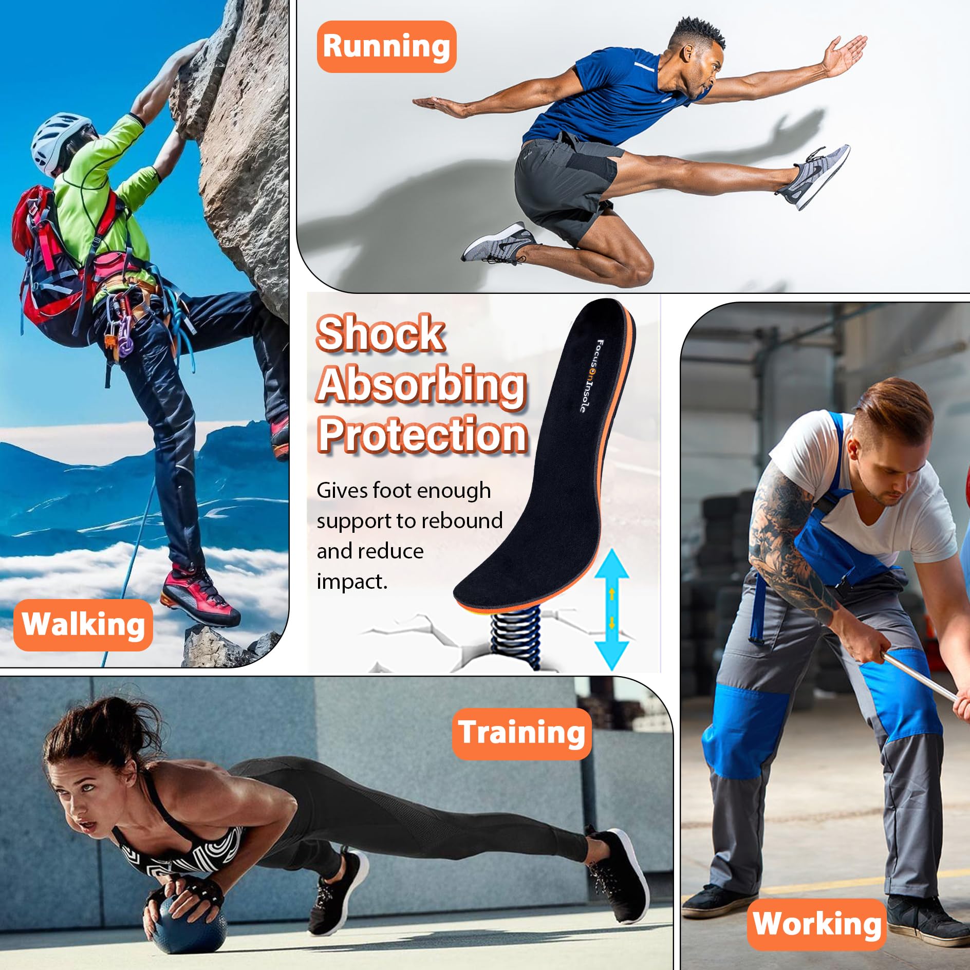 Plantillas de soporte de arco fuerte para fascitis plantar de más de 240 libras, inserciones de zapatos atléticos para hombres y mujeres, ideales para deportes activos, caminar, correr, entrenamiento,