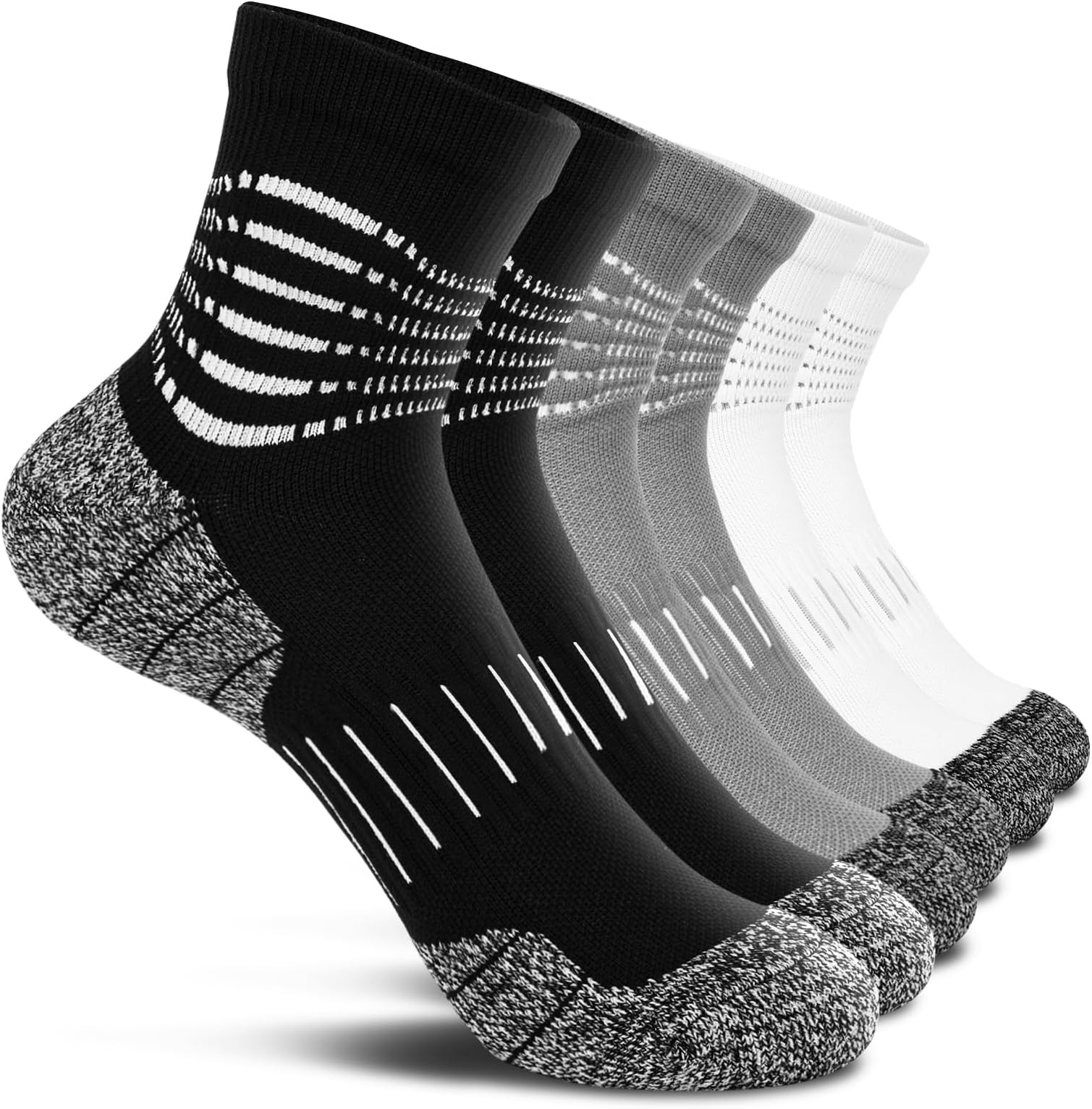 Ankle Compression Socks for Men Athletic Running Socks with Cushioned Support 3/5 Pairs