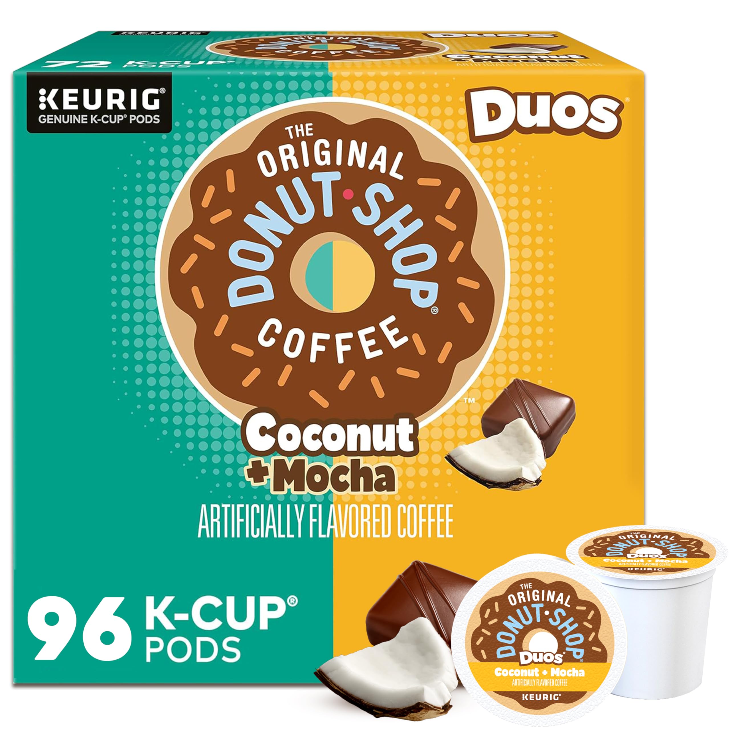 The Original Donut Shop Duos Coconut + Mocha Keurig Single-Serve K-Cup Pods, Medium Roast Coffee, 96 Count