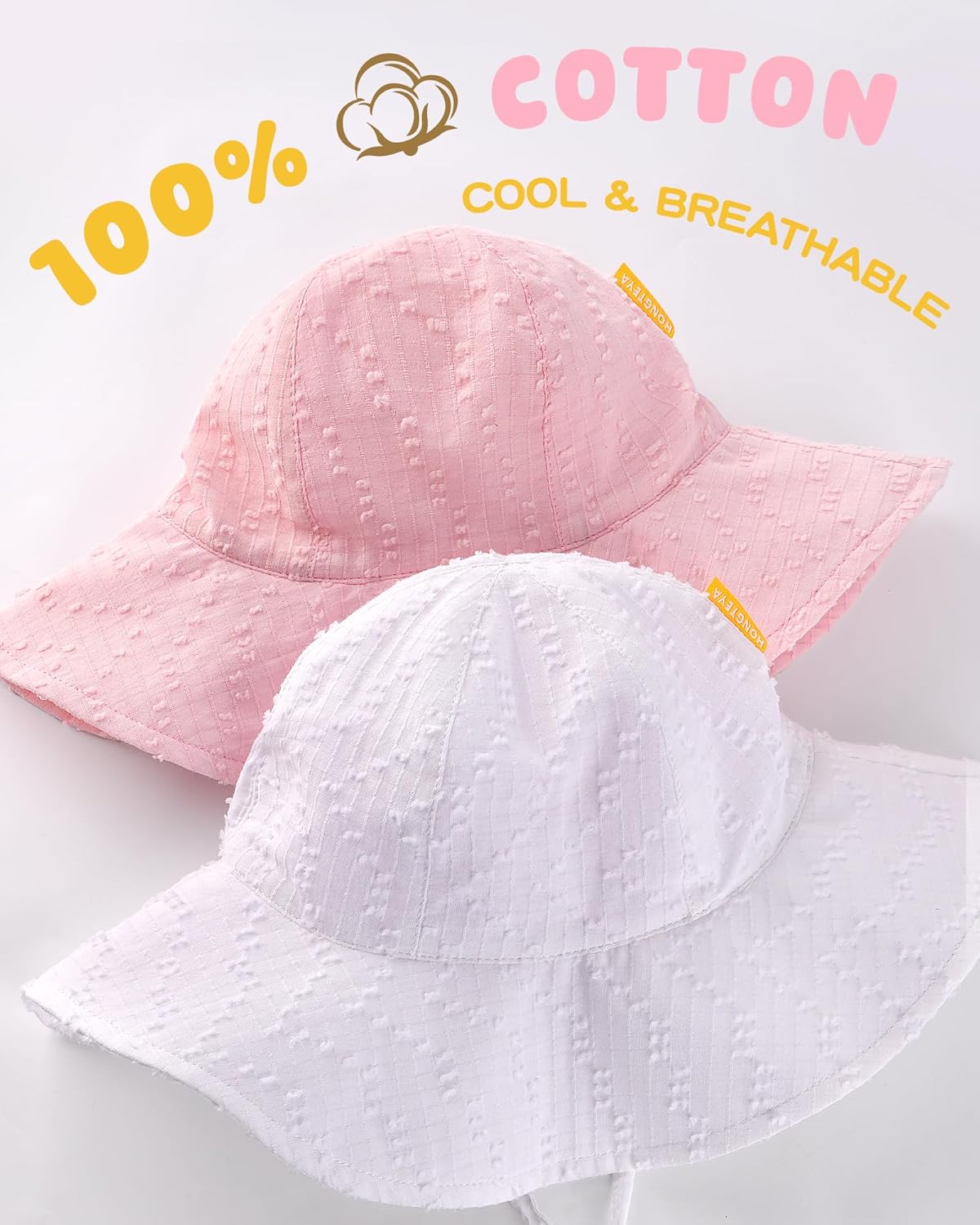 HONGTEYA Baby Sun Hat Toddler Girls Infant Beach Outdoor Summer Hat Wide Brim UPF 50+ Sun Protection - Image 5