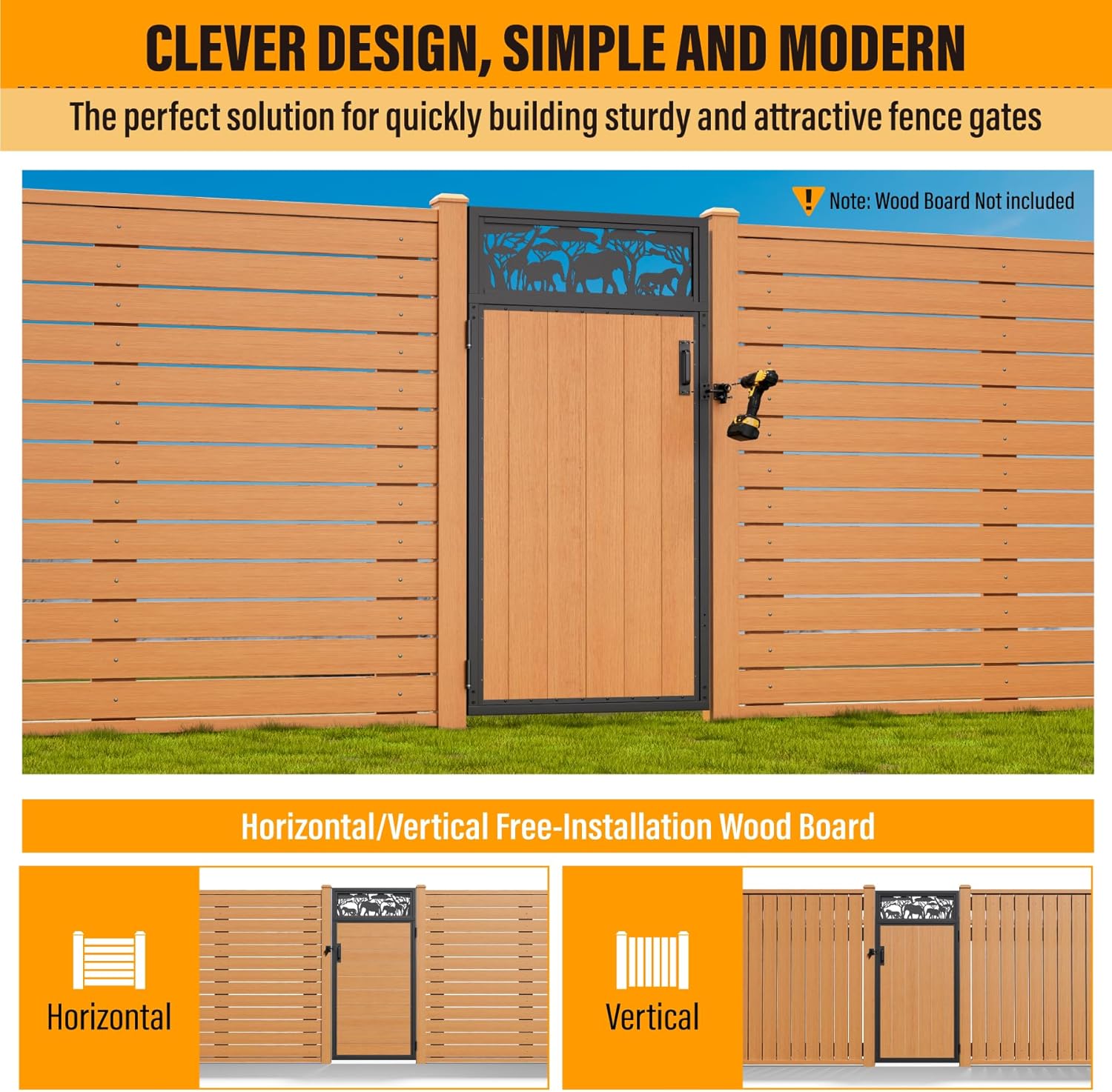 3x6FT Fence Gate Frame Kit 201 Stainless Steel Anti-Sag Heavy Duty Garden Gate Reinforcement Hardware, Left/Right Mount (No Panels Included)(34.8"W x 70.8"H)