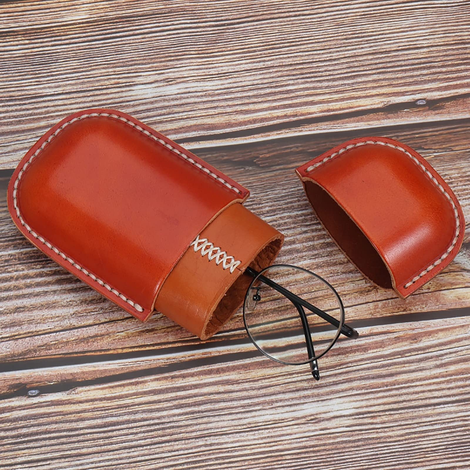 Przenośne pudełko na okulary Przenośne kreatywne etui na okulary skórzane (kolor: brązowy, rozmiar: 17,5 x 9,5 cm)