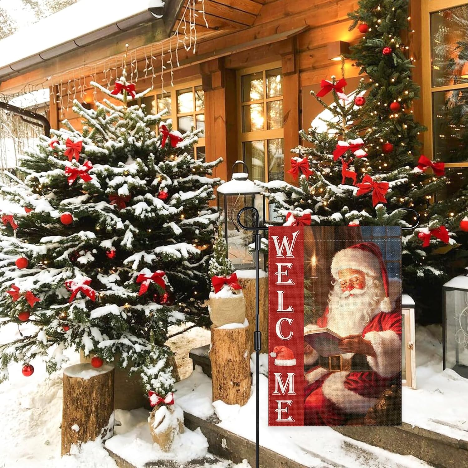 Welcome Christmas Garden Flag 12x18 Inch Double Sided Santa Claus Winter Flag Yard Lawn Garden Outdoor Festive Decor (welcome christmas) - Image 6