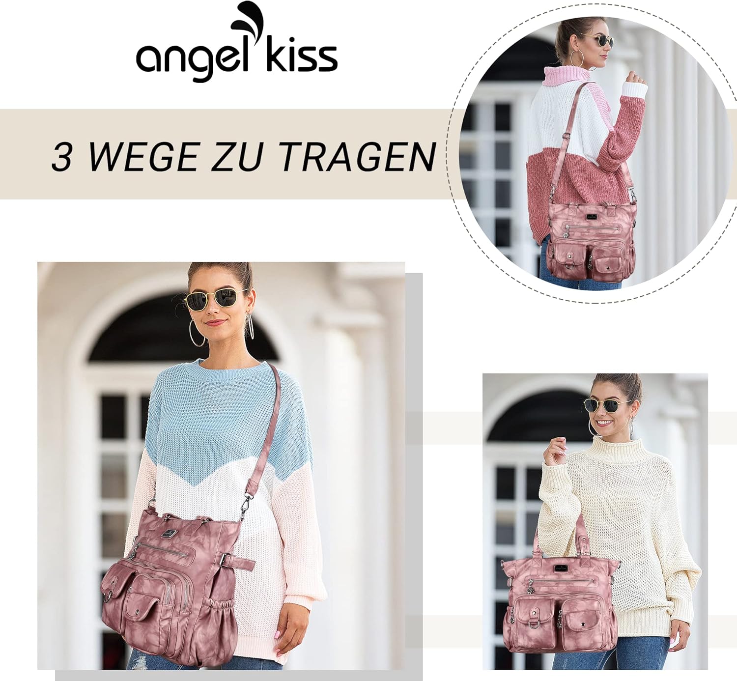 Angelkiss Purses and Handbag for Women Soft Leather Hobo Bags Satchel Shoulder Bags Ladies Tote Crossbody Bag | Purses, Handbag, Soft Leather, Ladies, Purses, Handbag - Image 4