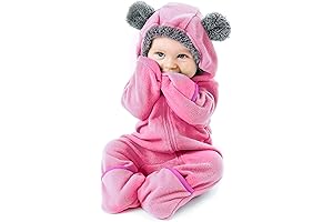Fleece Baby Bunting Bodysuit - Infant One-Piece Hooded Romper Outerwear, Toddler Jacket