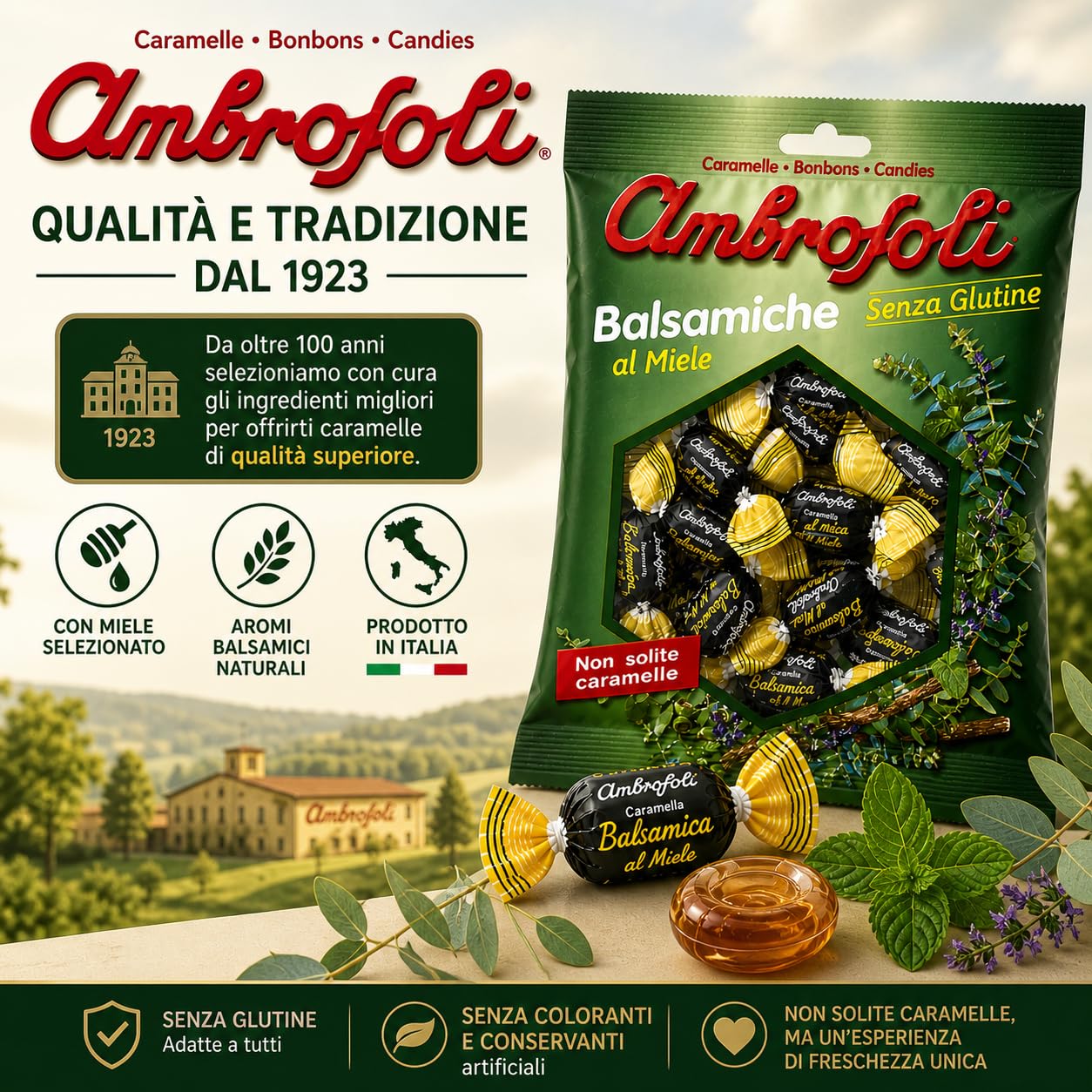 Ambrosoli Süßigkeiten, Honig, 135 g