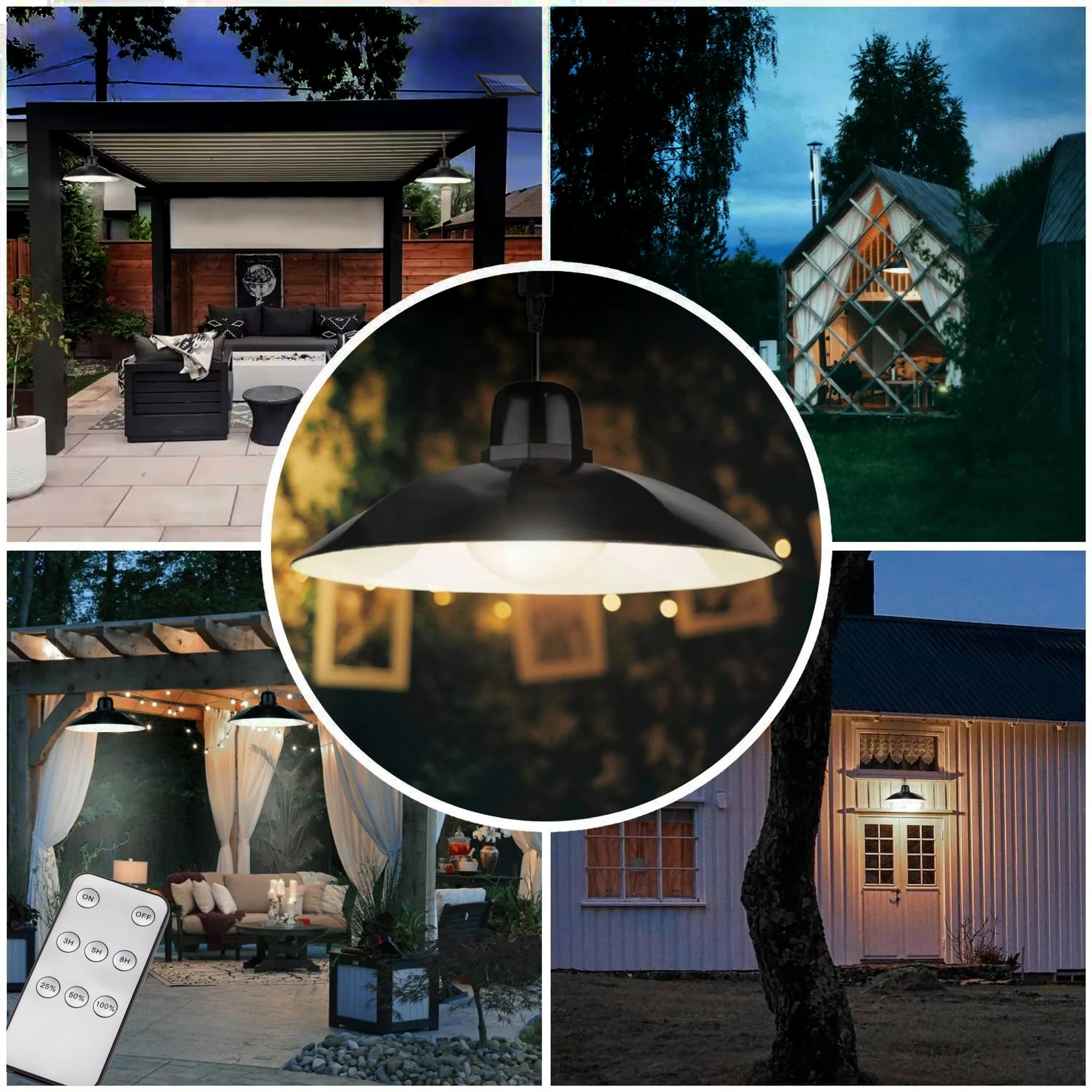 Lumiled 2x Solarlampe Pendelleuchte, Hängelampe für Außen Hängend, Solar Lampe Outdoor IP44 2400mAh Kronleuchter Solar Hängeleuchte für Garten Terrasse Balkon Pavillon Neutralweiß 4000K