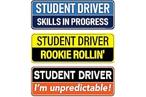 3-Pack Student Driver Magnet for Car - Reflective Bumper Sticker Set