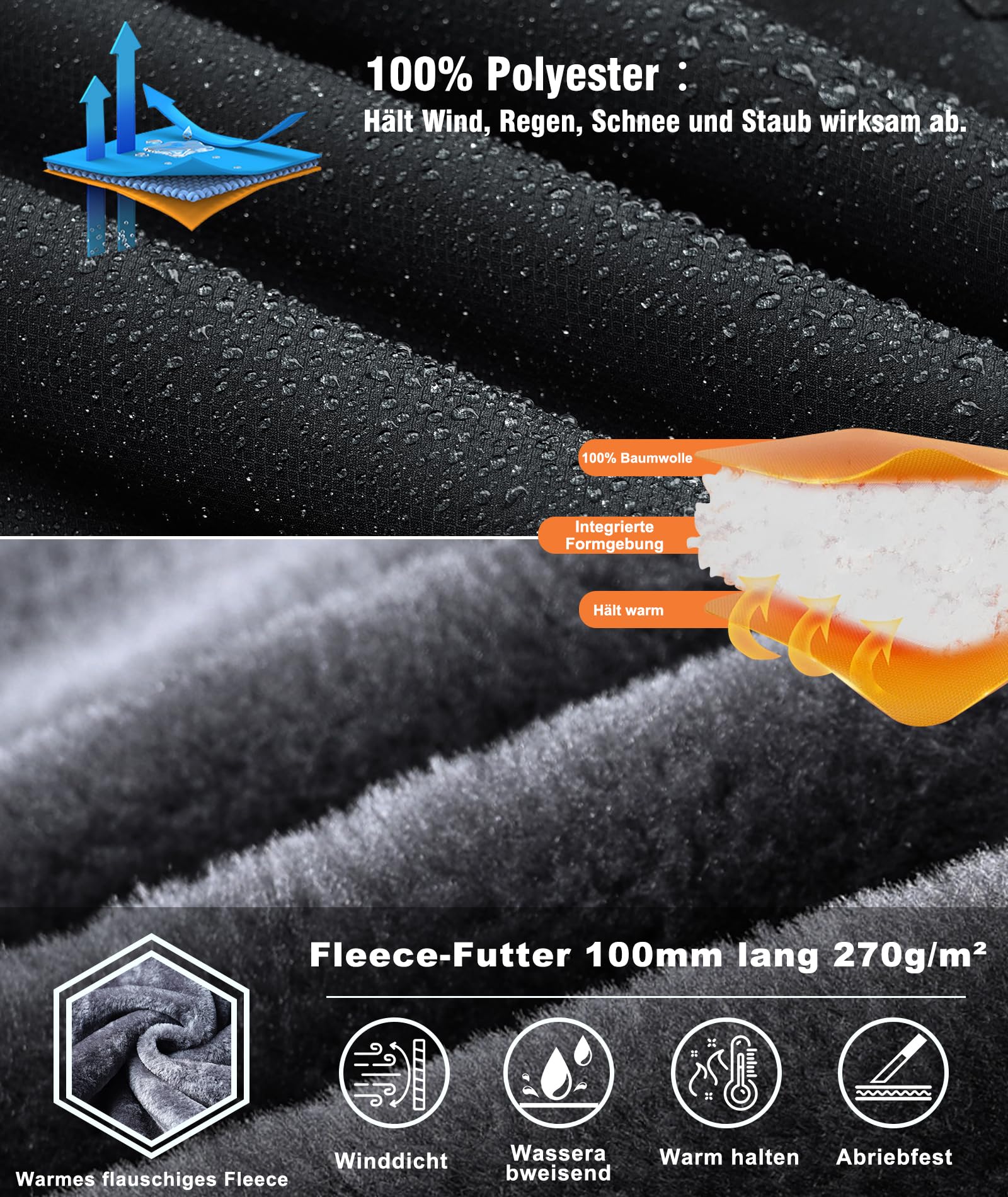 Zoofly Winterjacke Herren Wasserdicht Softshelljacke Warm Fleece Skijacke Winddicht Winter Outdoorjacke Männer Mit Abnehmbarer Kapuze