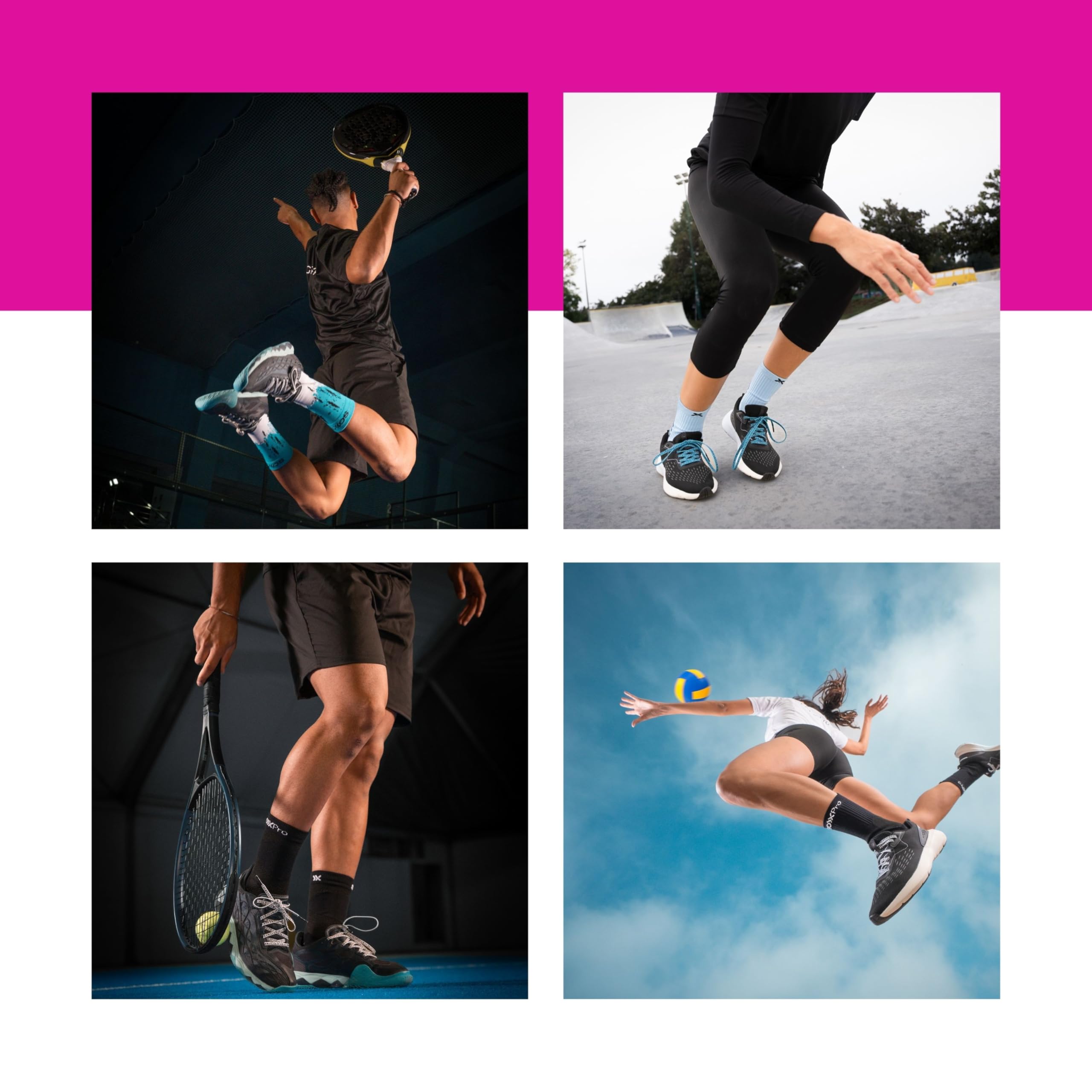 Calze Padel Professionali - Massima Stabilità e Aumento Performance - Riduzione Distorsioni - Protezione Tallone Comfort