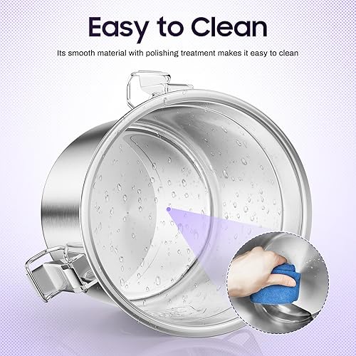 Vista 20 de Recipientes herméticos compactos de acero inoxidable de 21 L, recipientes de cocina de grado alimenticio con tapa, recipientes para encimera