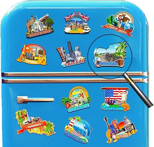 Miniatura 4 de Taranto Puglia - Imán de madera para nevera, diseño de Italia, monumentos 3D, recuerdos coleccionables, decoración hecha a mano -2545