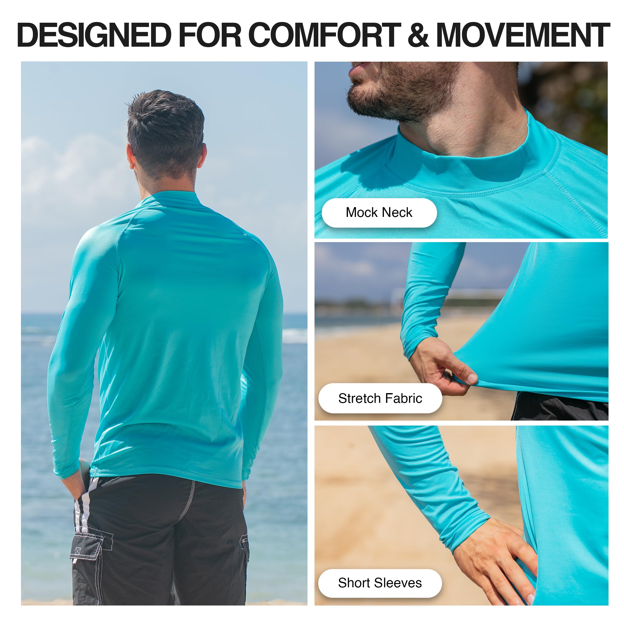 Kanu Surf Men's Long-Sleeve Platinum UPF 50+ Rashguard