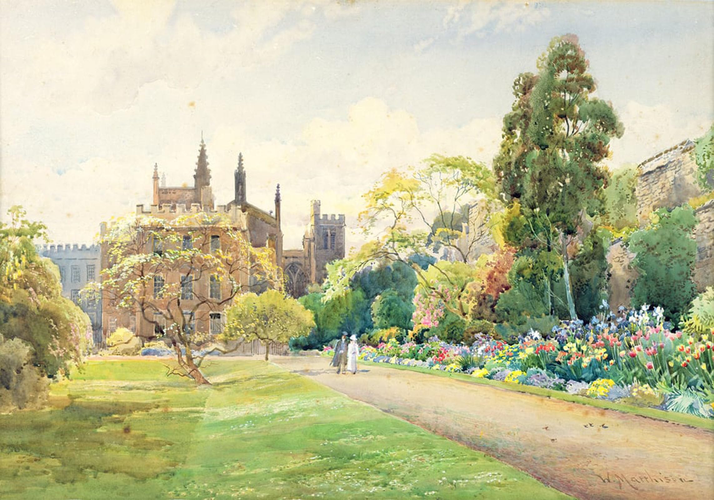 ARTXLXXBN Famous Painting Canvas Artwork Graffiti Print New College Border by William Matthison Portrait Canvas Image for Home Decor 60x90cm