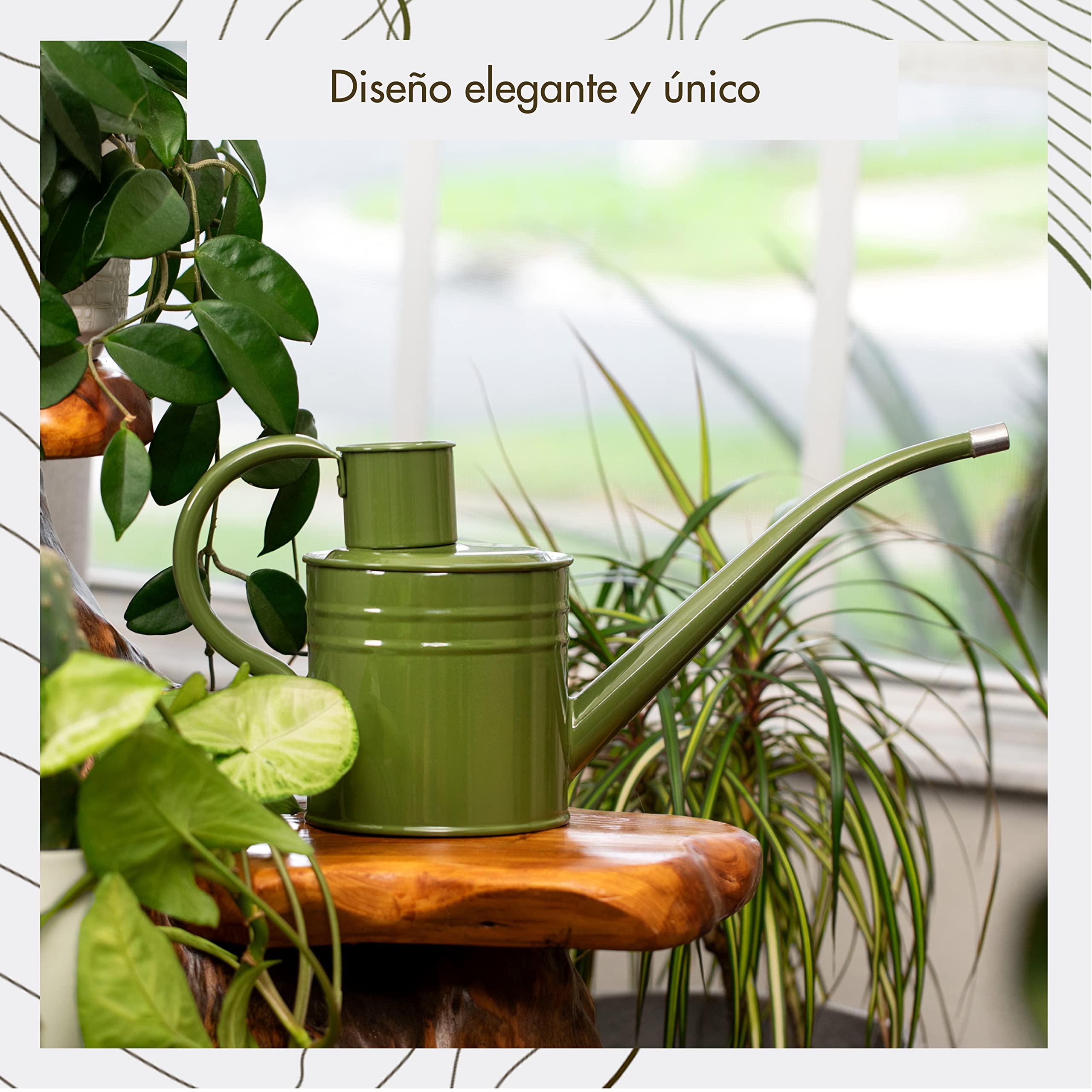 Homarden 34 oz. Green Watering Can - Metal Watering Can with Long Spout for Decoration, Perfect Plant Watering Can for Outdoor Plants and Watering Can for Indoor Plants (House Plants)