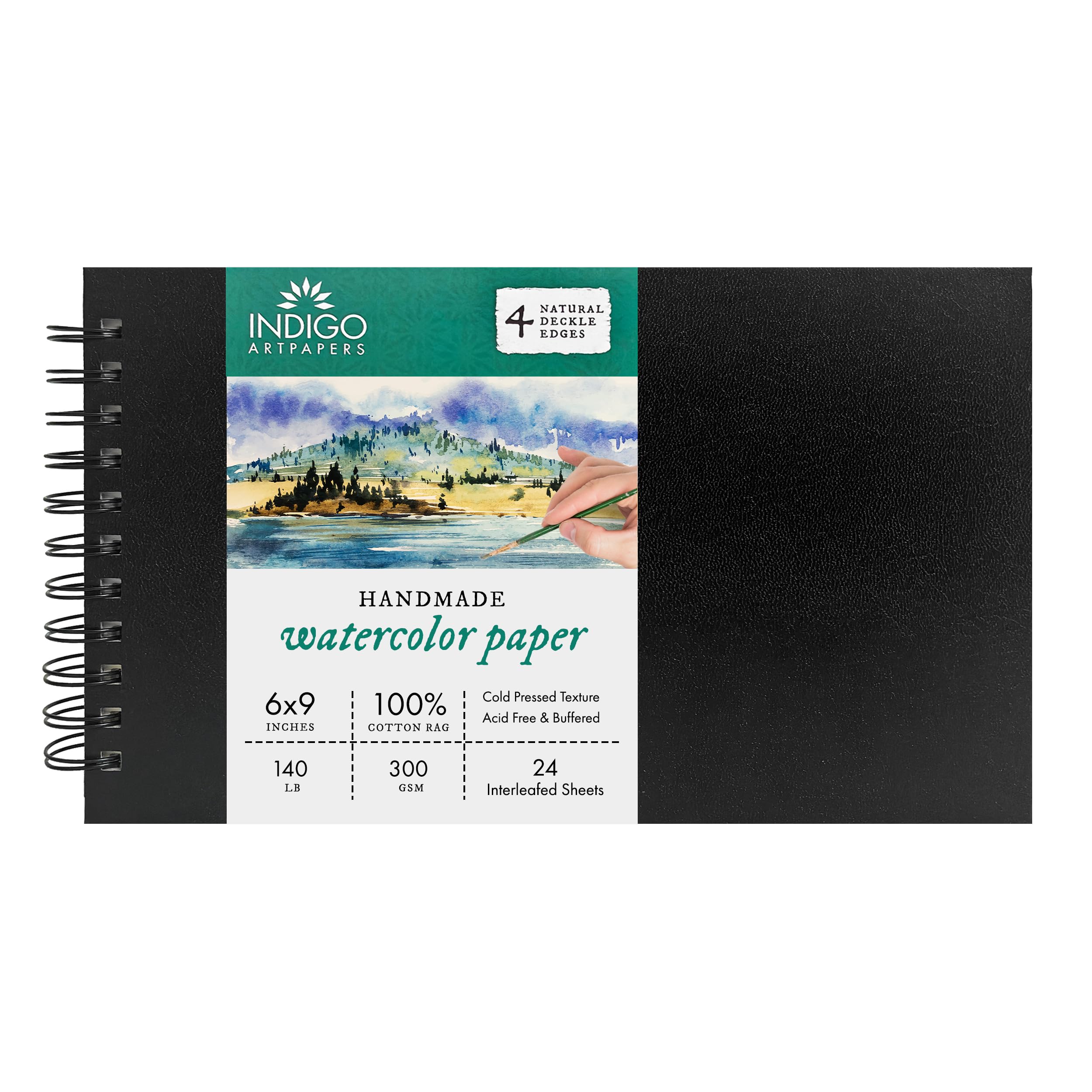 Indigo Artpapers 100% coton papier fait main en Wiropad 6 x 9 blanc