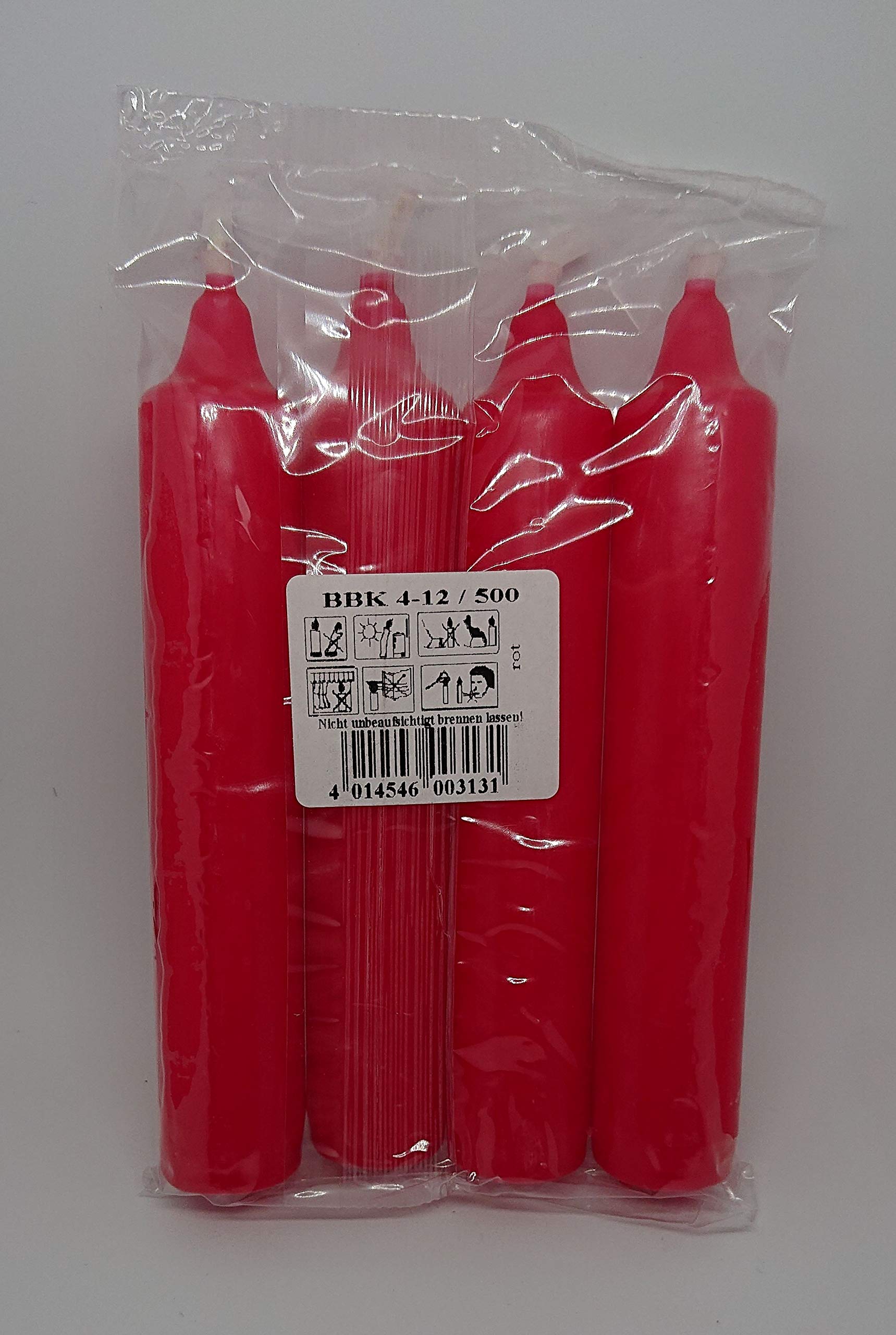 Berliner Baumkerzen 25er Pack rot ca. 23 x 130 mm (25 x 4 Stück) Weihnachtskerzen, Christbaumkerzen, Pyramidenkerzen, Baumkerzen, Kerzen