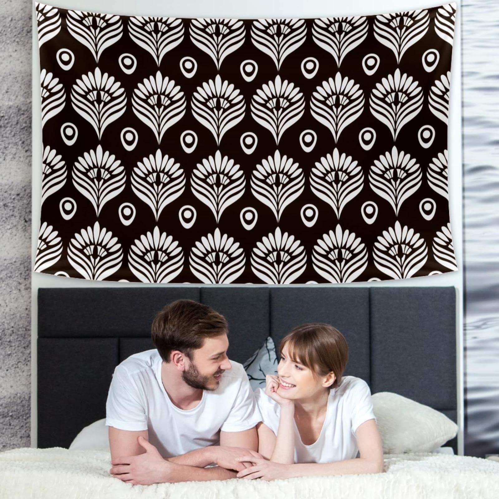 Arazzo da appendere alla parete in bianco e nero, decorazione estetica per camera da letto, adatto per camera da letto e dormitorio