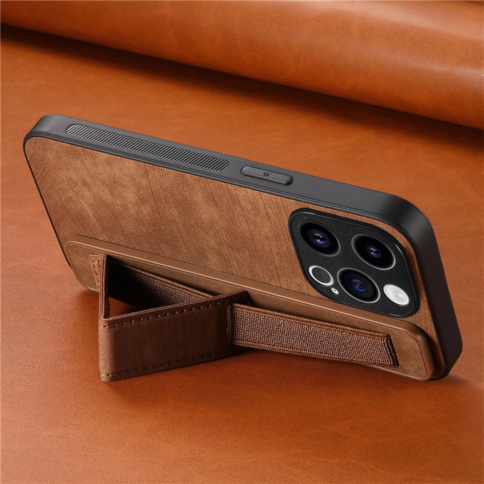 Für iPhone 15 Plus Handschlaufe Leder-Handyhülle Flip Stand Cover Bag (Für iPhone 15 Plus/LILA)
