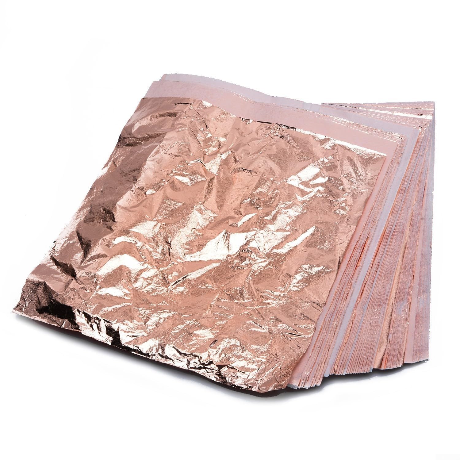 Suministros de decoración de bricolaje, 100 hojas de papel de aluminio dorado brillante, plata, cobre (cobre)