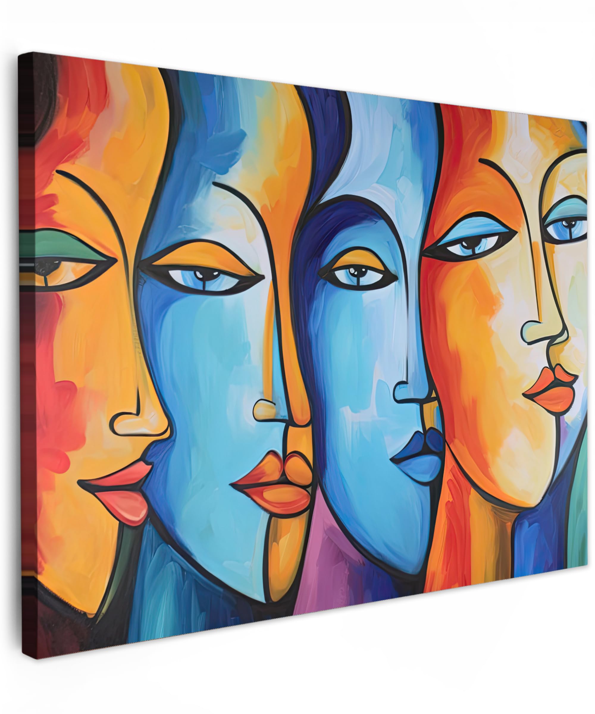 MuchoWow© Wandbilder 80x60 cm Wohnzimmer Wanddeko Schlafzimmer Zimmerdeko Fotowand Zimmer Deko Wand Dekoration Wall Art Kunstdruck - Kopf - Öl - Gemälde - Bunt