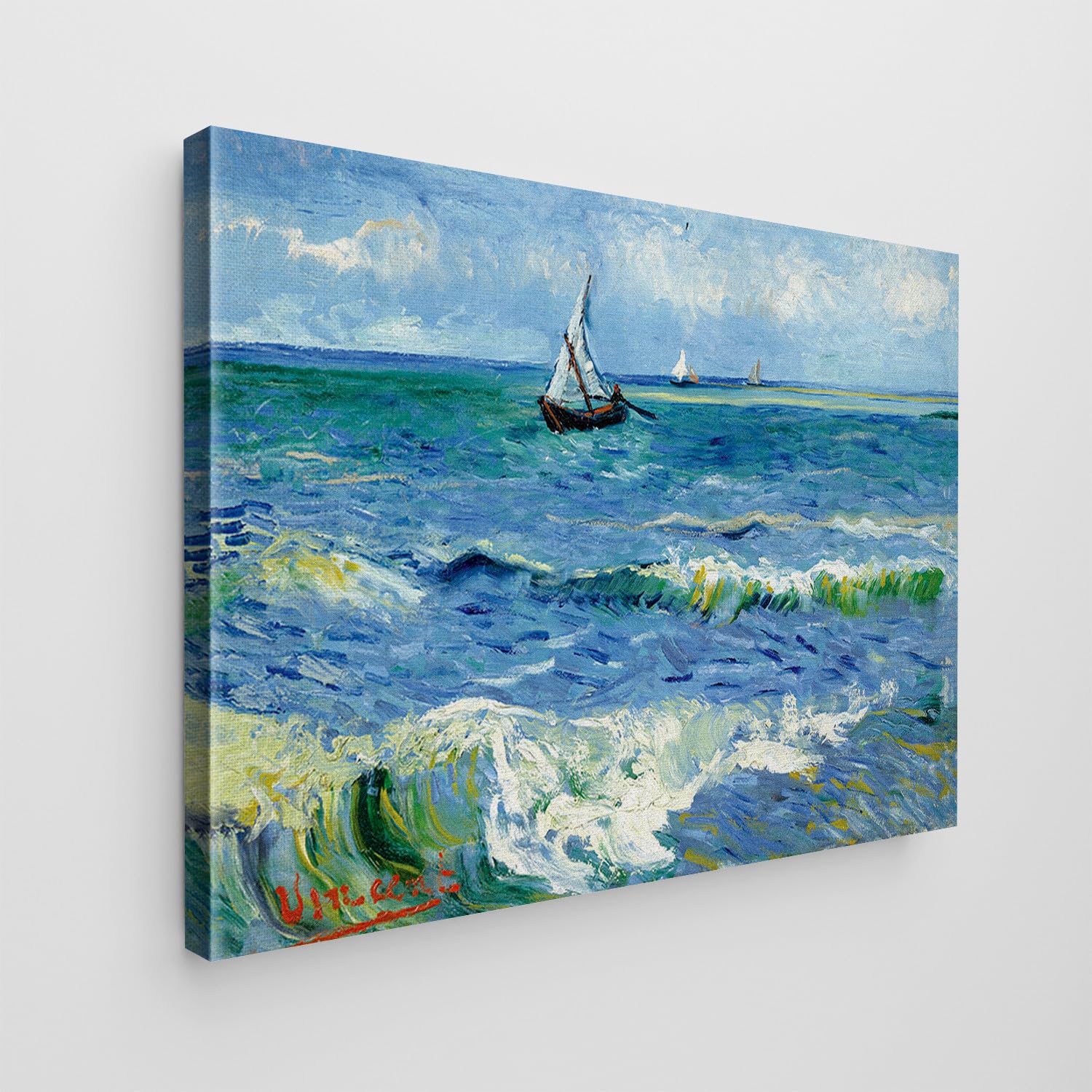 Giallobus - Quadro - Vincent Van Gogh - Tela standard - 70x100-04 - Il mare a Les Saintes Maries - Pronto da appendere - Quadri moderni per la casa