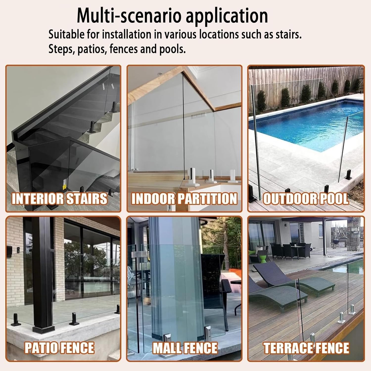 Heavy Duty Side Glass Mounting Bracket, Glass Railing System Glass Clamps, Stainless Steel Pool Fence Railing Post Clamps for Garden Deck Balcony Stair Handrail,2 Pieces