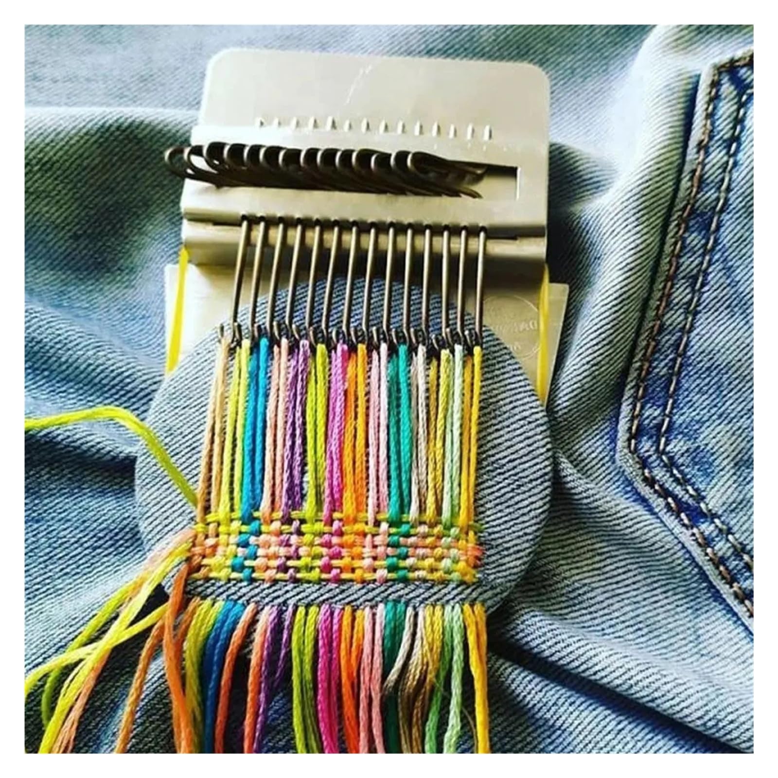 Mini Darning Loom, przenośne narzędzie do tkania skarpet dżinsowych, mała maszyna do naprawy odzieży domowej