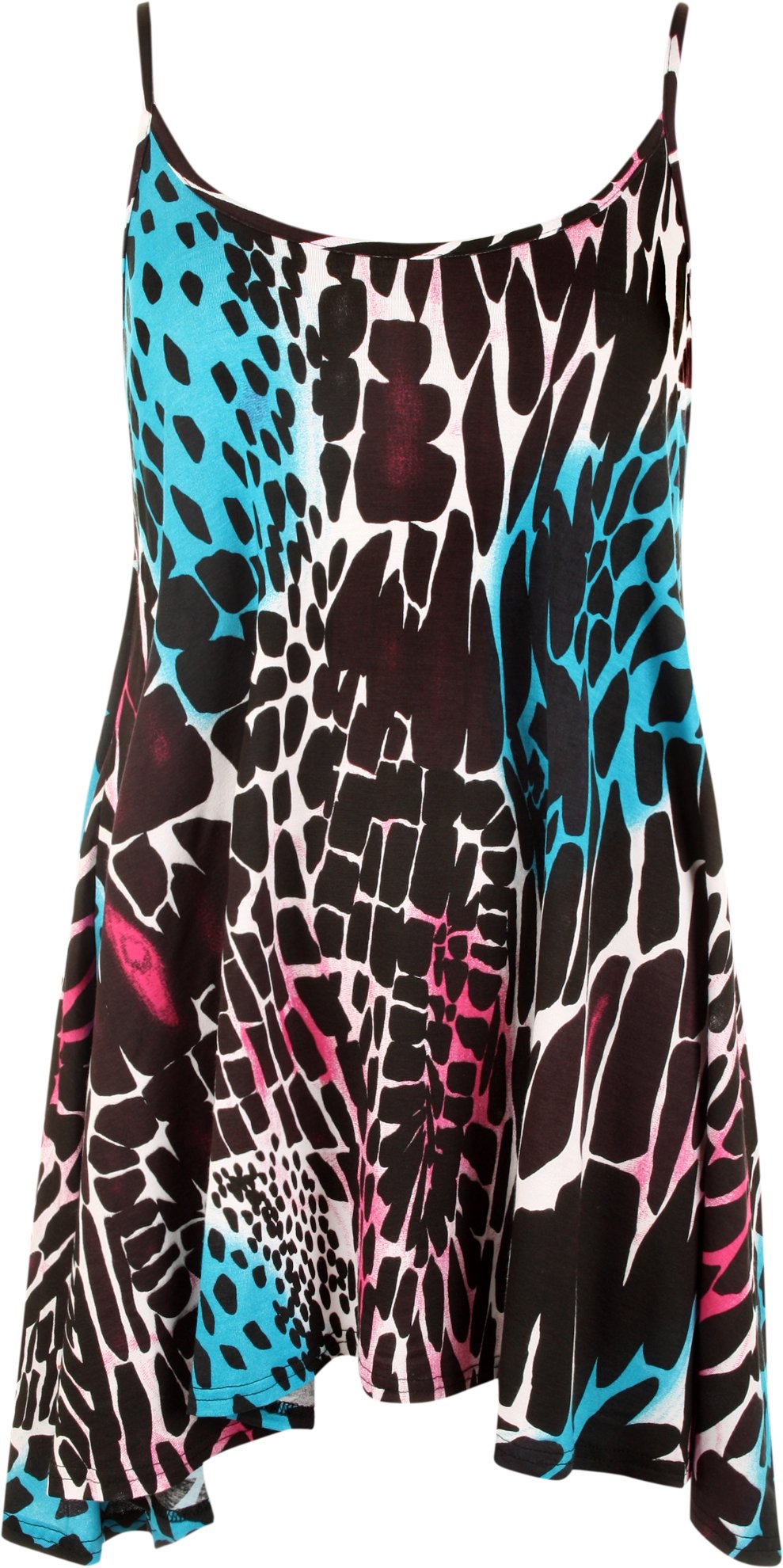 Wearall Women's Turquoise Plus Strappy Abstract Animal Paisley Print Cami Swing Vest Top 12 - 16-18