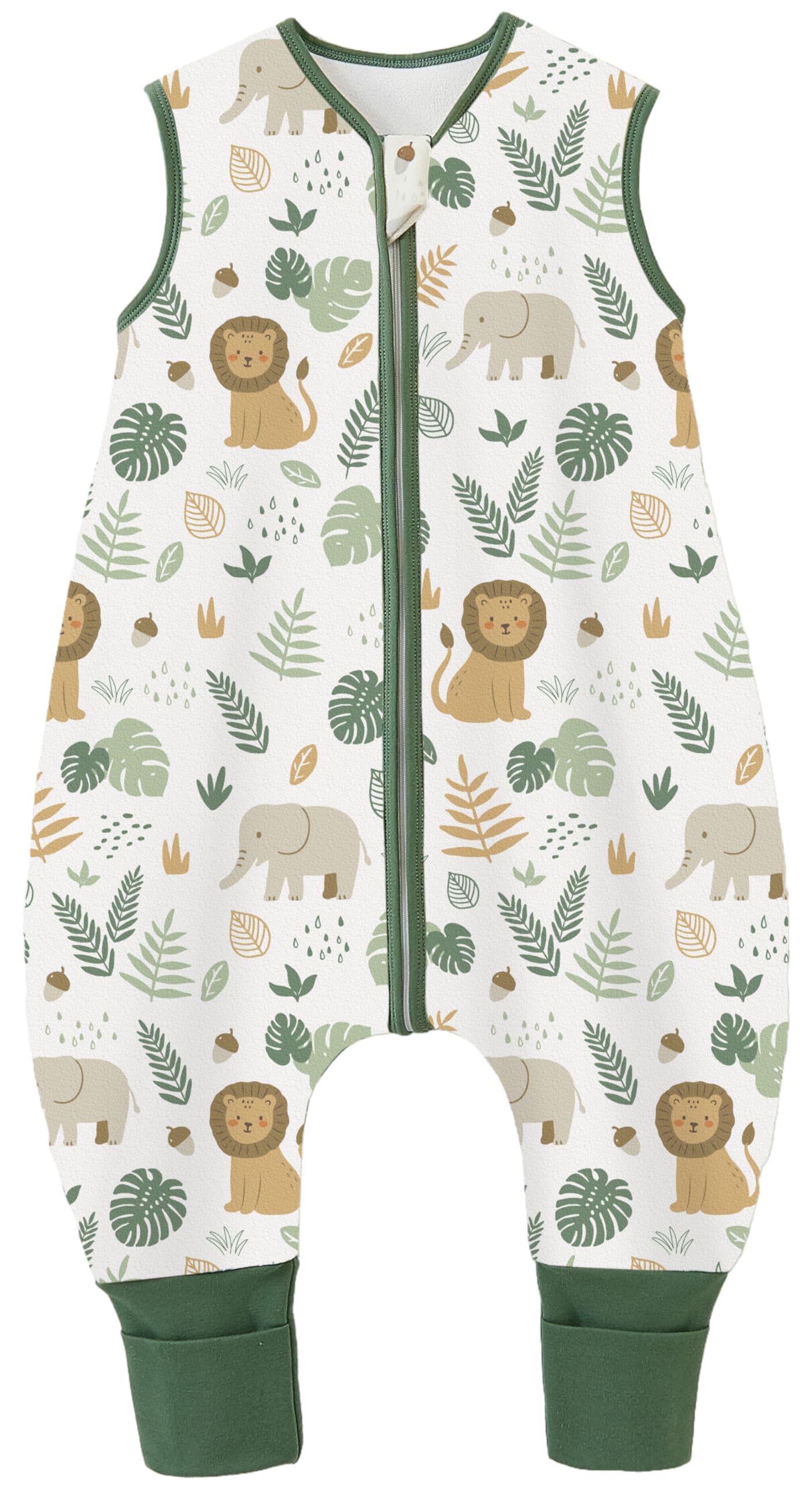 Chilsuessy Baby Schlafsack mit Füßen 1.5 Tog Ganzjahres Schlafsack Babyschlafsack mit Beinen Schlafstrampler für Jungen Mädchen, 1.5 Tog/Löwenwald, 80cm/Baby Höhe 90-100cm