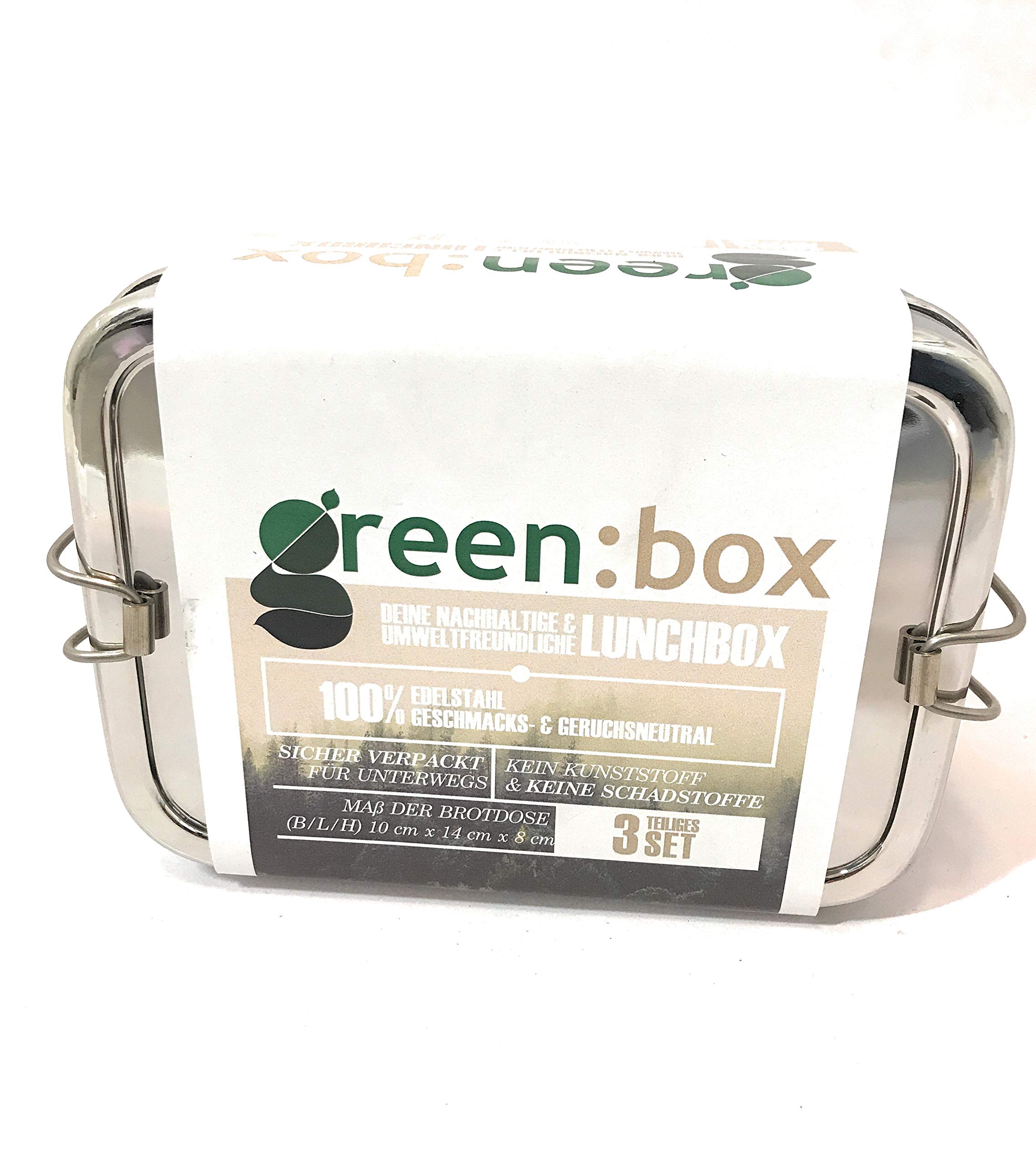 JENAGREEN Bento-Box Für Erwachsene – 3-teilige Lunchbox Mit Herausnehmbaren Fächern, Auslaufsicher, In Lang Grün