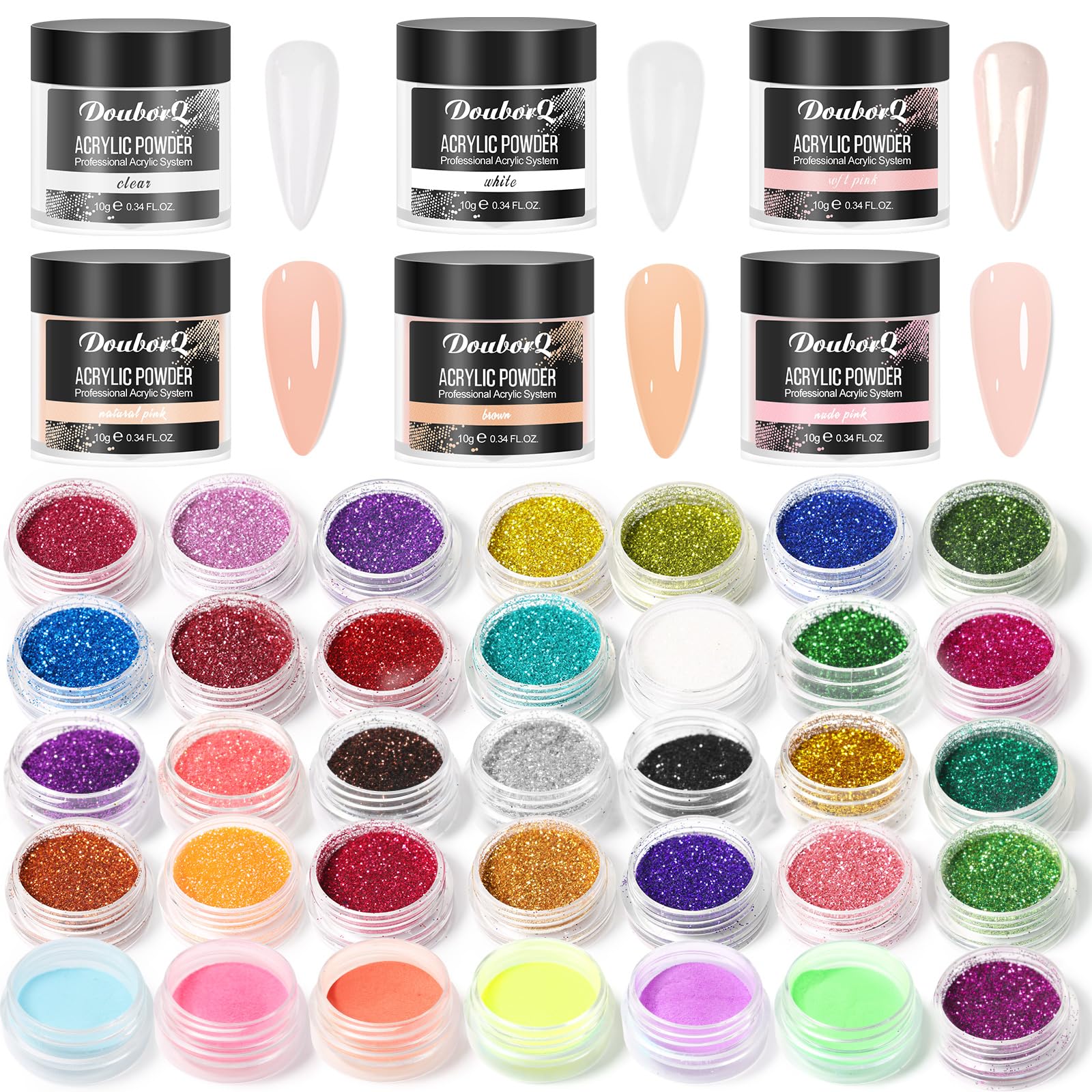 DouborQ Kit d'ongles en acrylique avec perceuse à ongles électrique, faux ongles, kit de démarrage pour débutant avec tout (-2-P)