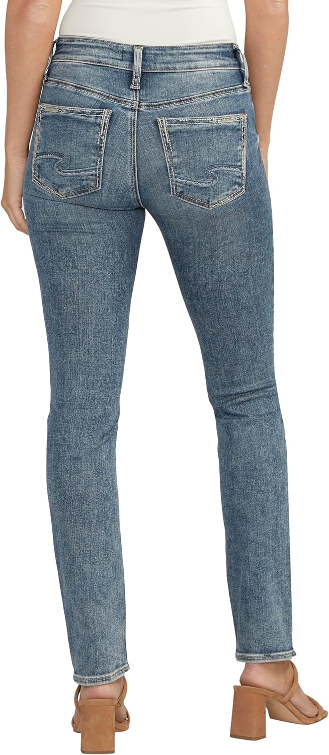 Silver Jeans Co. Women’s Suki Mid Rise Curvy Fit Straight Leg