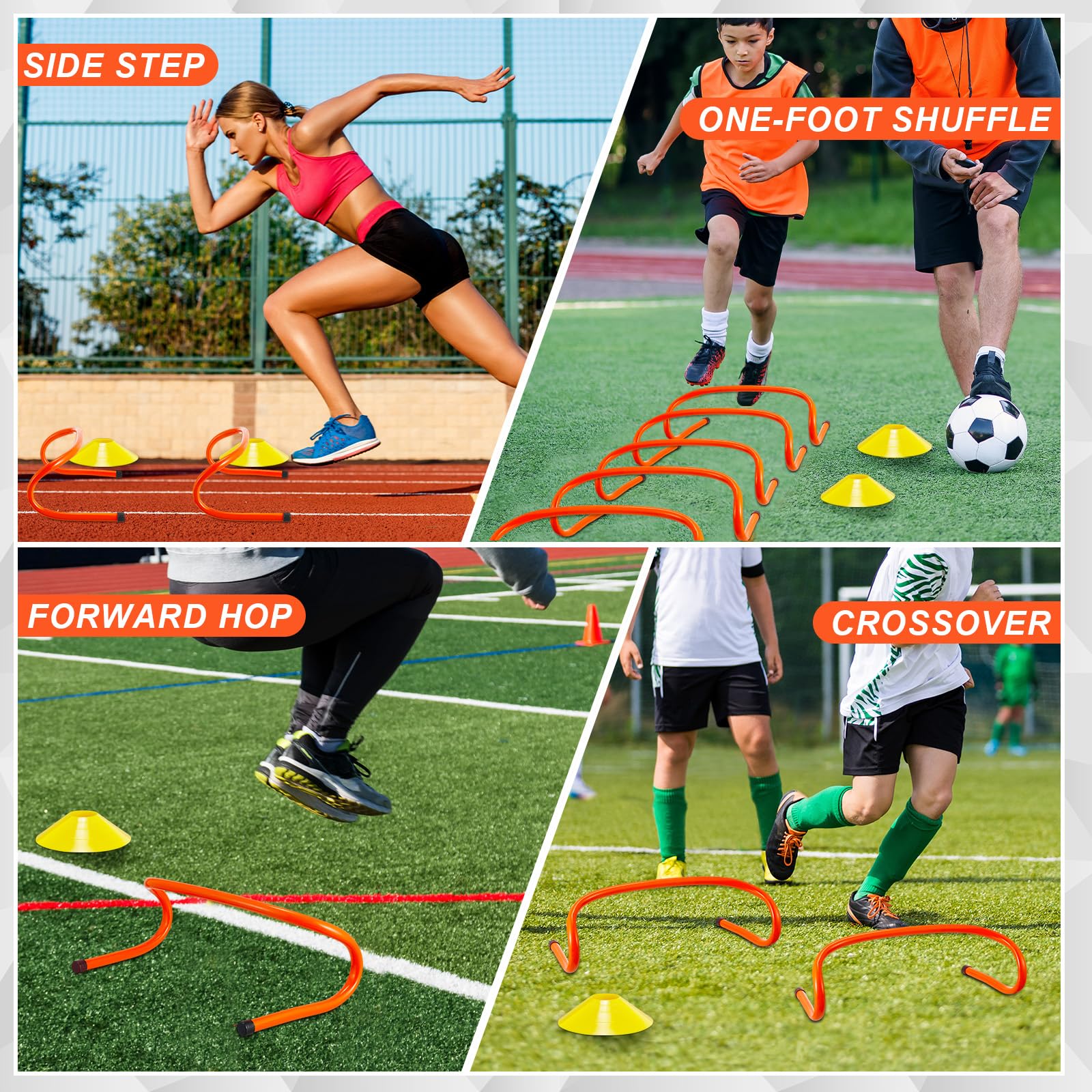 Lot De 5 Haies D’agilité Harilla – Équipement D’entraînement Bleu, Empilable, Léger – Pour Foot, Basket, Rugby Et Athlétisme