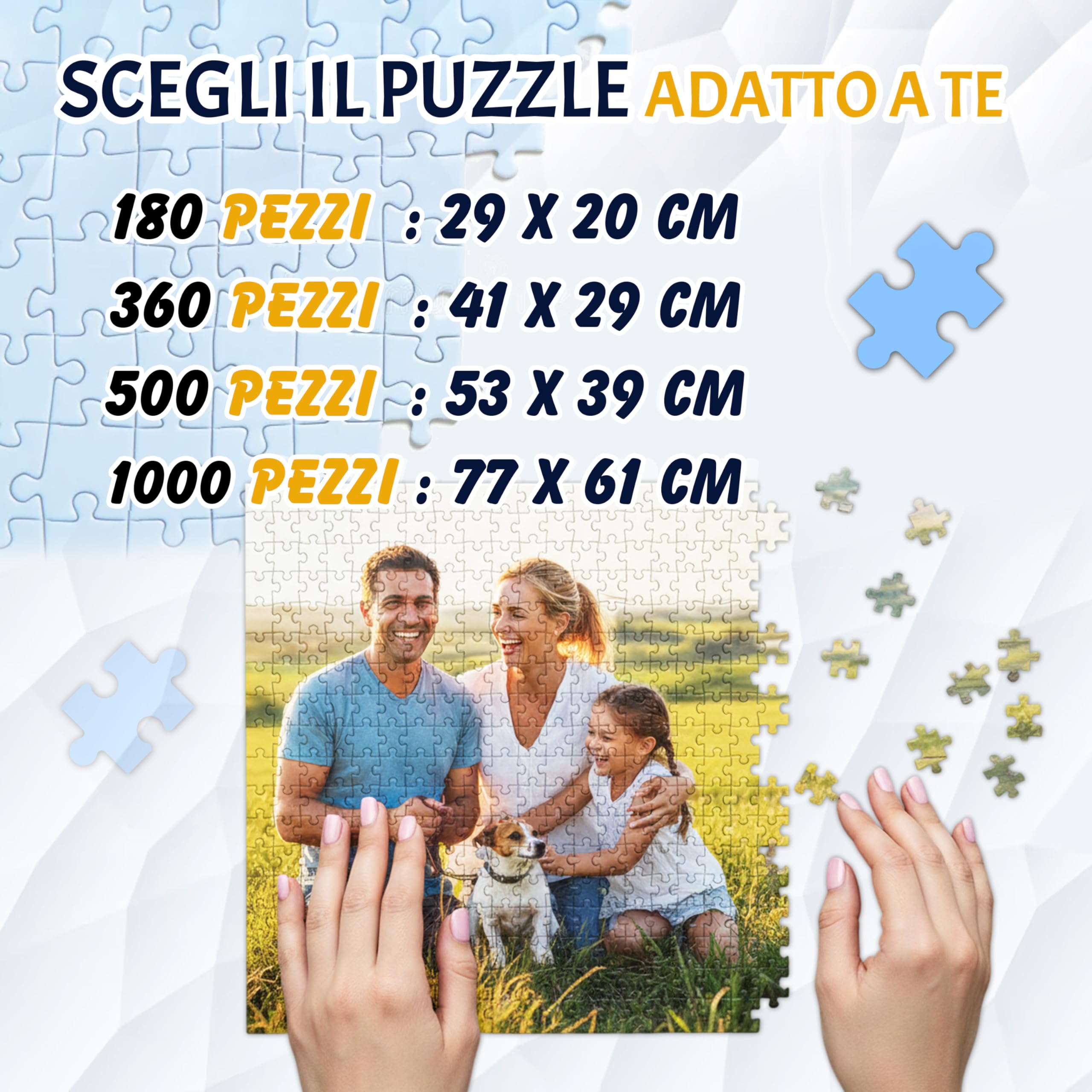 Puzzle Personalizzato con Foto e Testo 180 Pezzi - Colori vivaci, Stampa di Qualità - Include Scatola Protettiva e Immagine Guida per Assemblaggio - Idea Regalo per Coppie e Famiglie (180 pz)