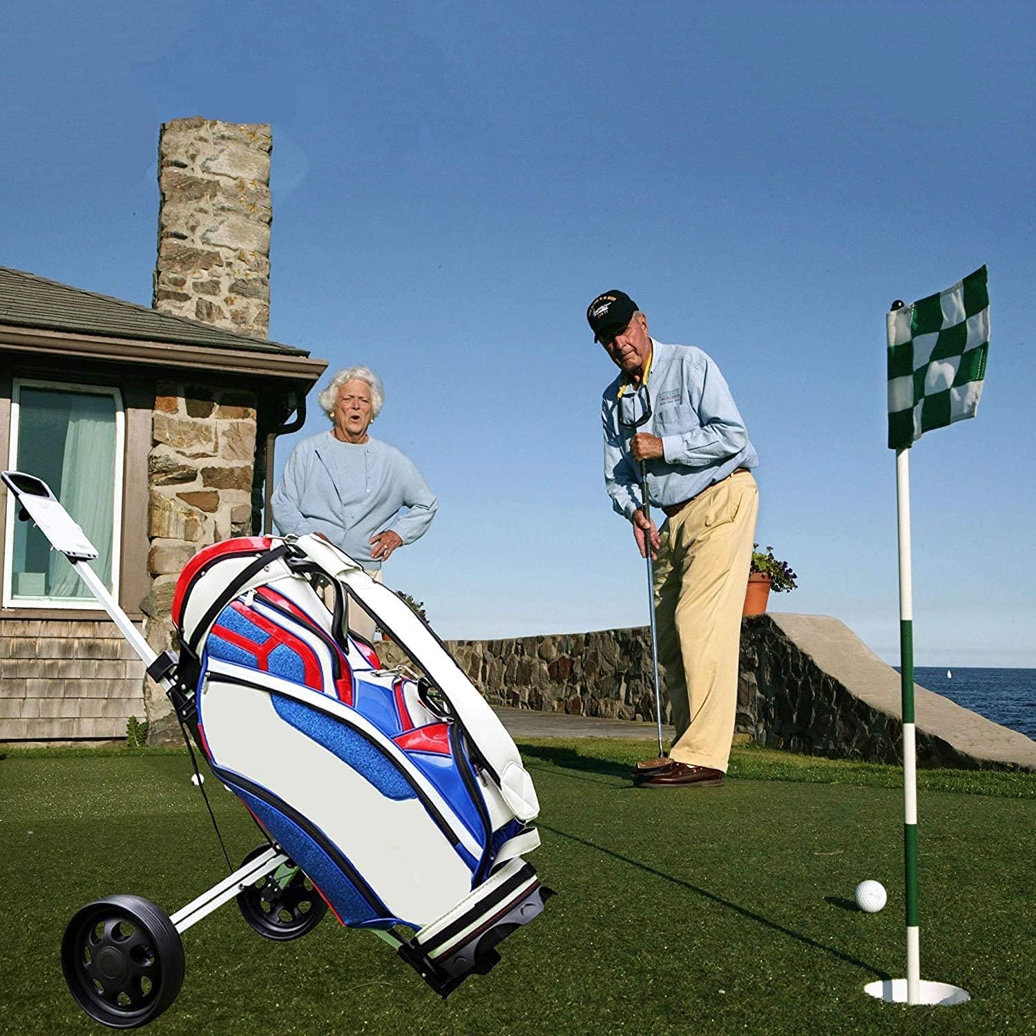 Carrello da Golf a Spinta, Carrello da Golf a 2 Ruote Girevole Carrello da Golf Pieghevole di Un Secondo con tabellone segnapunti Multifunzione, carrelli da Golf Push Pull