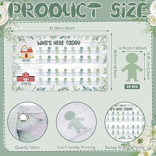 Miniatura 2 de Tabla de asistencia al aula con manos de ayuda con tarjetas de 54 personas, horario diario para niños, gestión de organización preescolar para