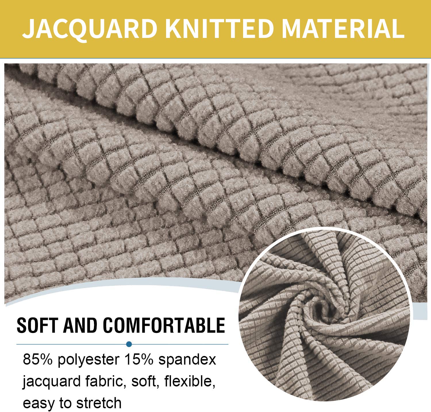 Copri Pouf Rotondo Elasticizzato - Jacquard Lavabile, Grigio Chiaro, Taglia X-Grande - Foto 10