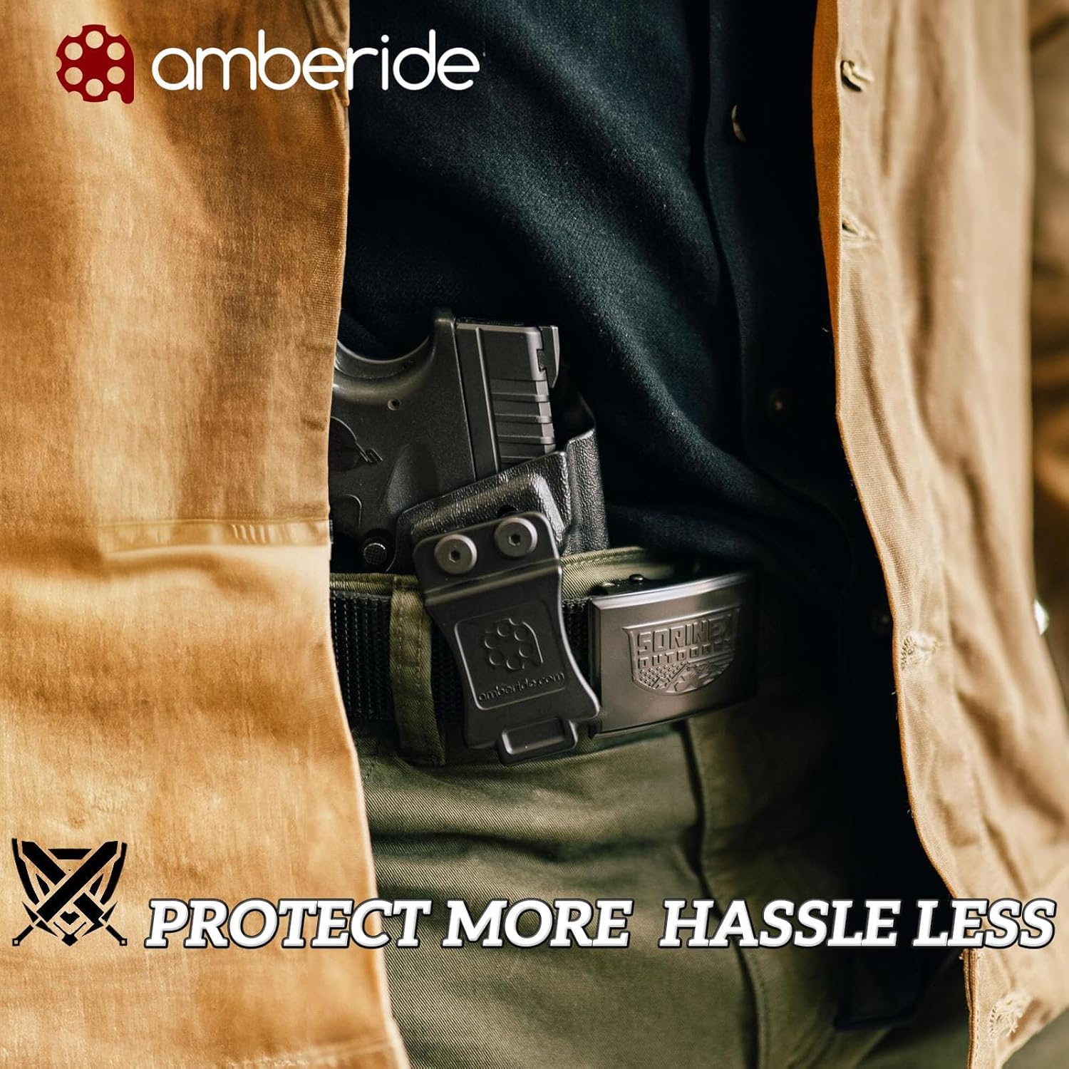 Amberide IWB Kydex Holster for Concealed Carry,Fits Glock 19/19X/23/32/26 Series & Glock 43/43X MOS, S&W M&P Shield 3.1",Ruger LC9/EC9S,Adjustable Cant IWB Right-Hand Pistol Holster