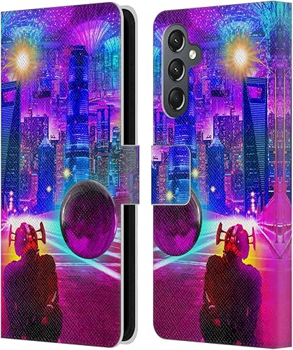 Head Case Designs Officially Licensed Dave Loblaw Synthwave Street Sci-Fi and Surreal Leather Wallet Case Compatible with Samsung Galaxy A25 5G