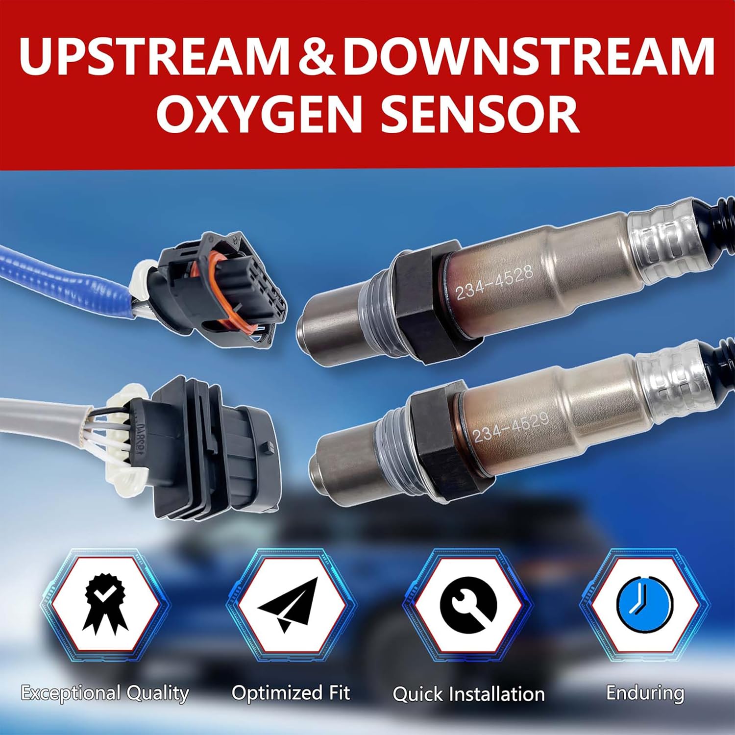 234-4528 234-4529 Oxygen O2 Sensor Upstream Downstream fit for Chevy Cruze 1.4L 2011 2012 2013 2014 2015, Chevy Sonic 1.4 2012-2020, Chevy Trax 1.4 2013-2021, Buick Encore 1.4 2013-2021