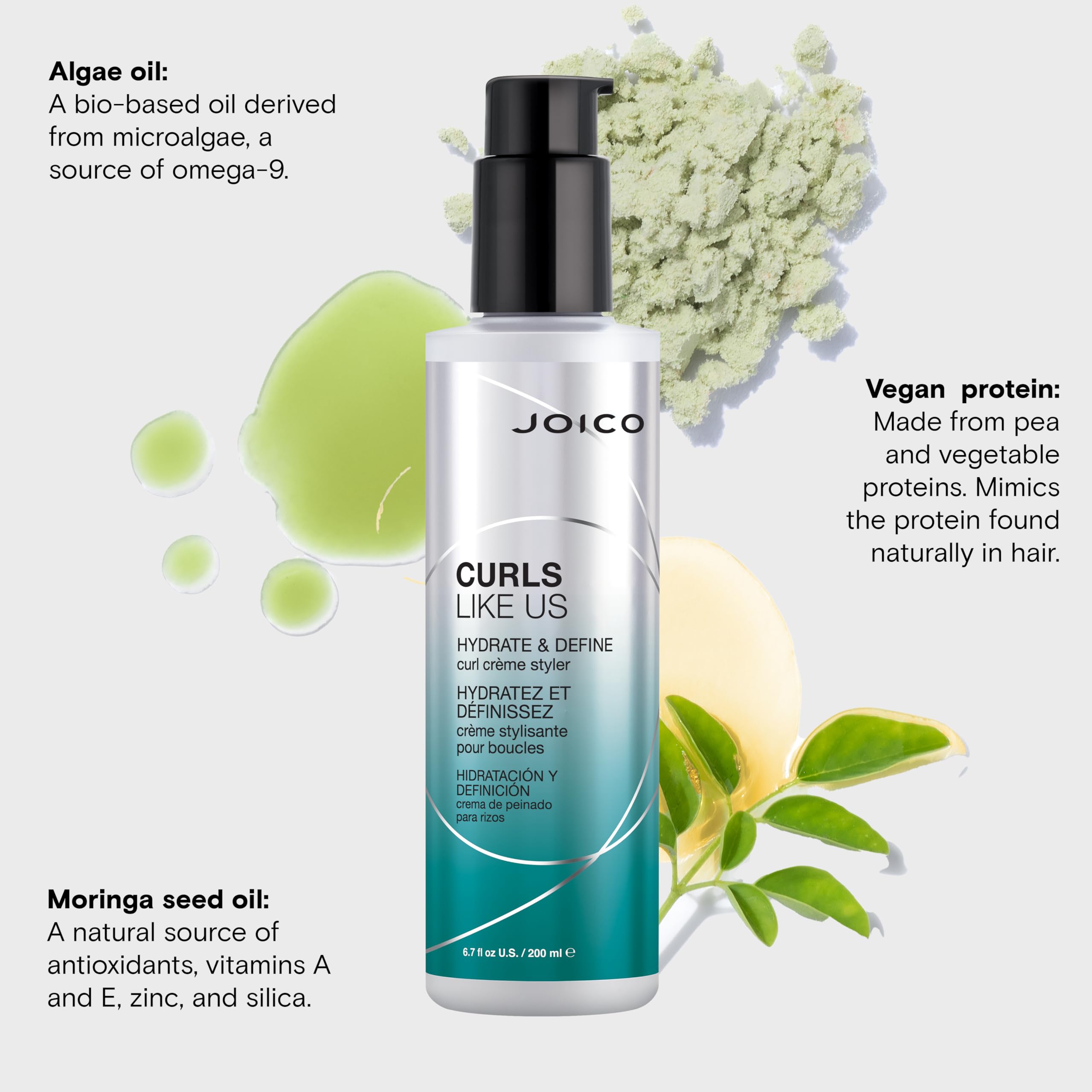 Joico Curls Like Us Hydrate & Define Curl Crème Styler | For Curly Hair | Reduce Frizz & Breakage | Define Textures | Thermal Protection | With Moringa Seed & Algae Oil